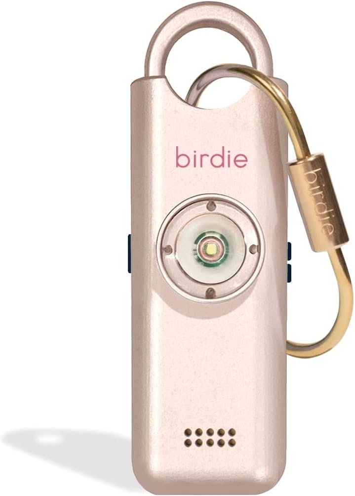 She’s Birdie 3.0 New Version – The Original Personal Safety Alarm for Women by Women–Loud Siren, Flash Light and Rechargeable Battery in a Variety of Colors (Metallic Rose Pink)