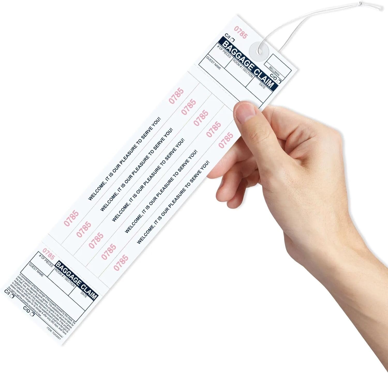 1000 The Perfect Baggage Claim Check Tags with 5 Matching Numbered Labels from 0001 to 1000. A Perfectly Integrated Label & Tag Combo. Size: 11″ (Height) x 2 1/2″ (Width)