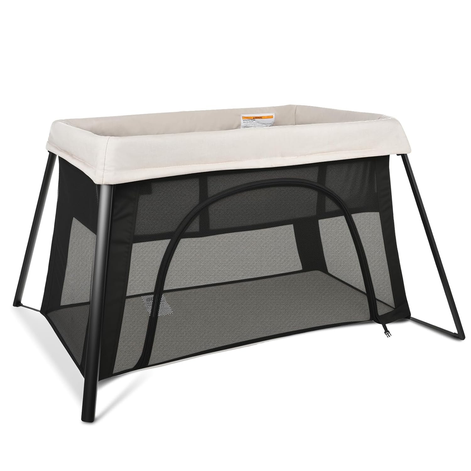 Pack and Play with Bassinet – 2-in-1 Lightweight Baby Playpen, Portable Foldable Playard for Travel, Baby Playard with Mesh & Zipper Door (Creamy)