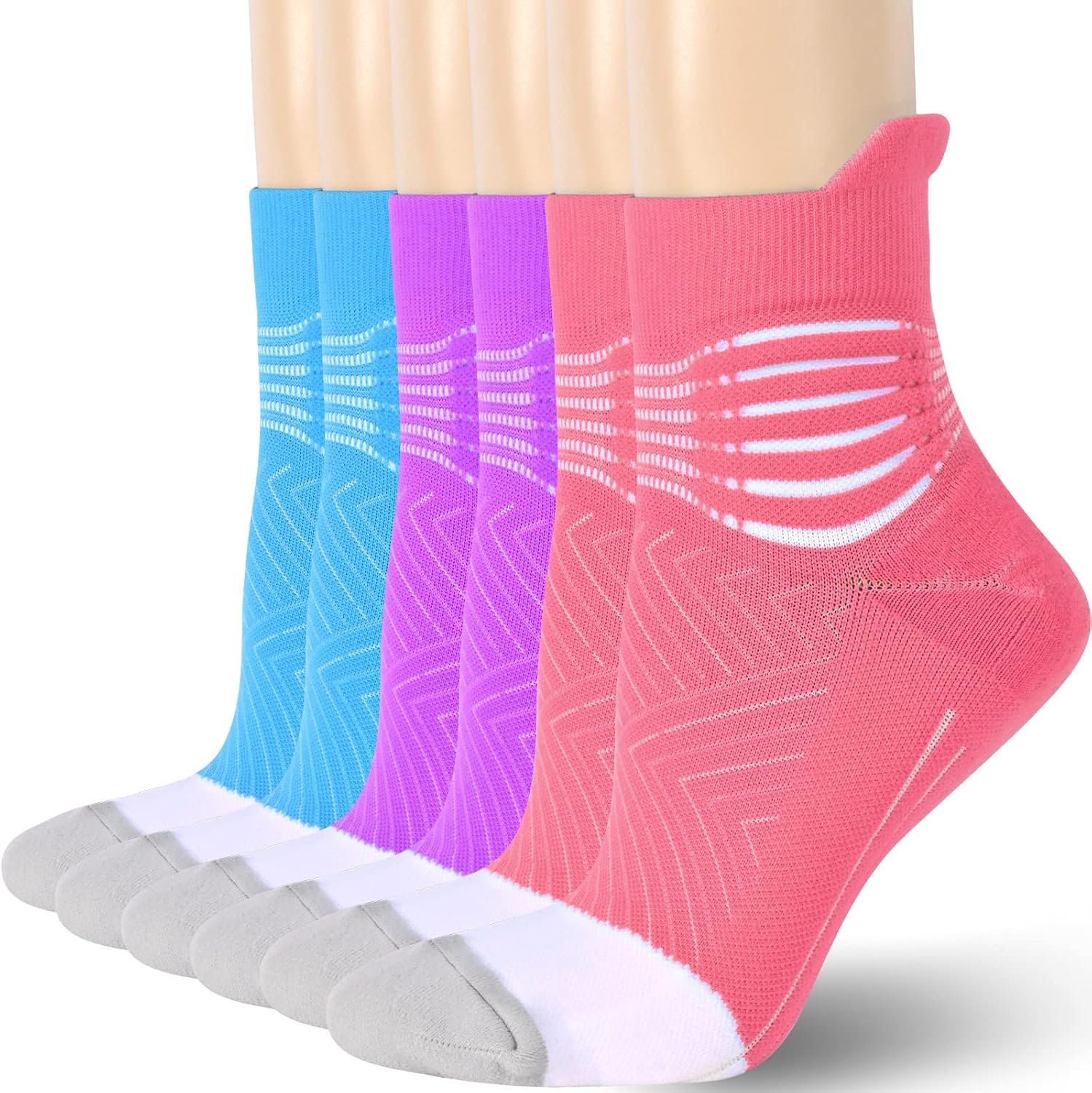 IRAMY Compression Ankle Support Socks Women – Coolmax Wicking, Cushioned Athletic, Plantar Fasciitis Relief 2/3/6 Pairs