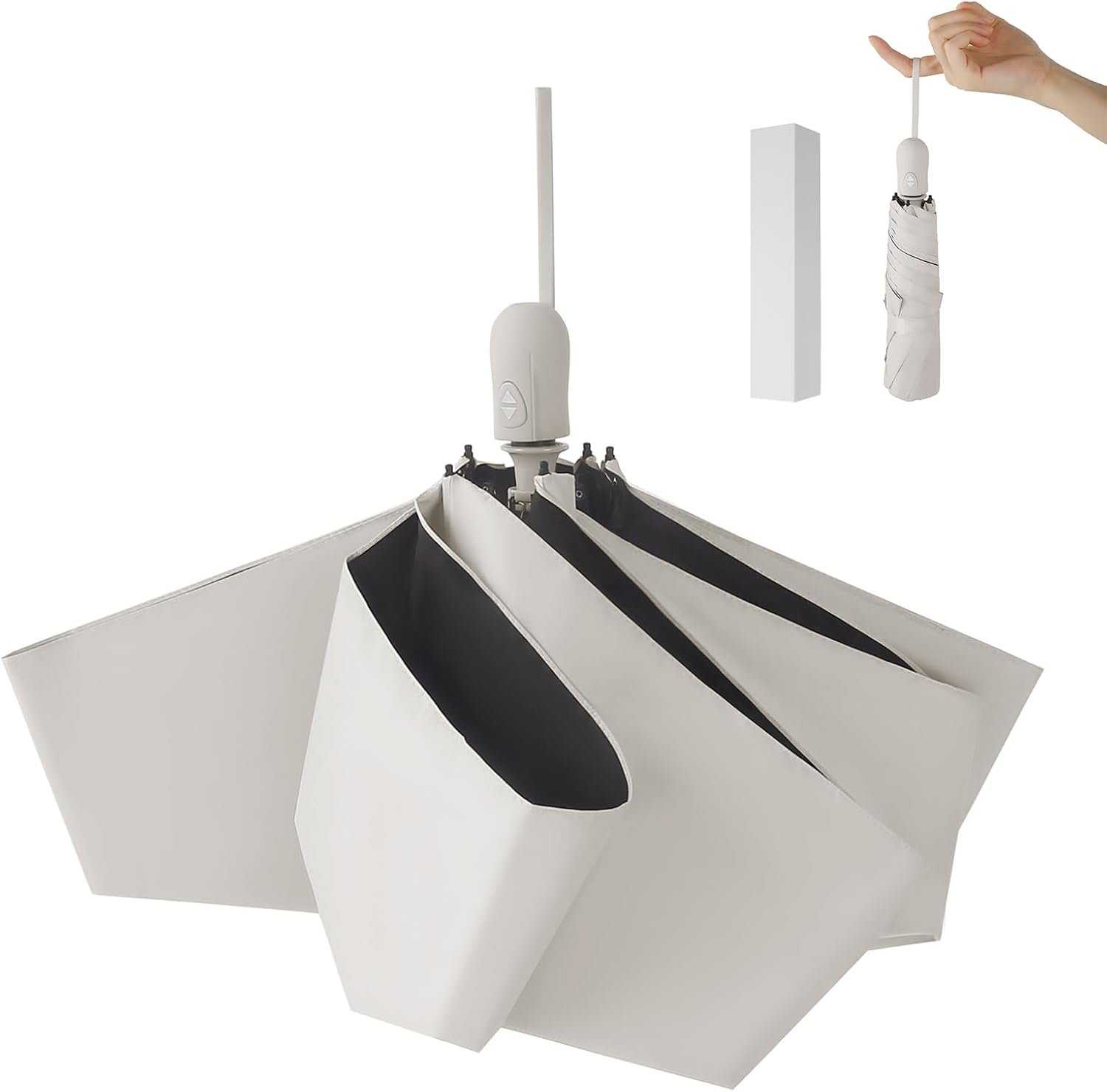 UPF 50+ 100% UV Blocking Sun Umbrella, Compact Ultralight 220g, One-Touch Auto Open/Close, Wind & Water Resistant, Portable, Gift Box