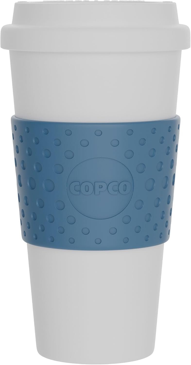 Copco Acadia 16 oz Travel Mug – Insulated Reusable Coffee Tumbler with Double-Walled Plastic, Leak-Proof Lid, BPA-Free – Portable Mug for Hot & Cold Drinks, Cup Holder Friendly (Blue)