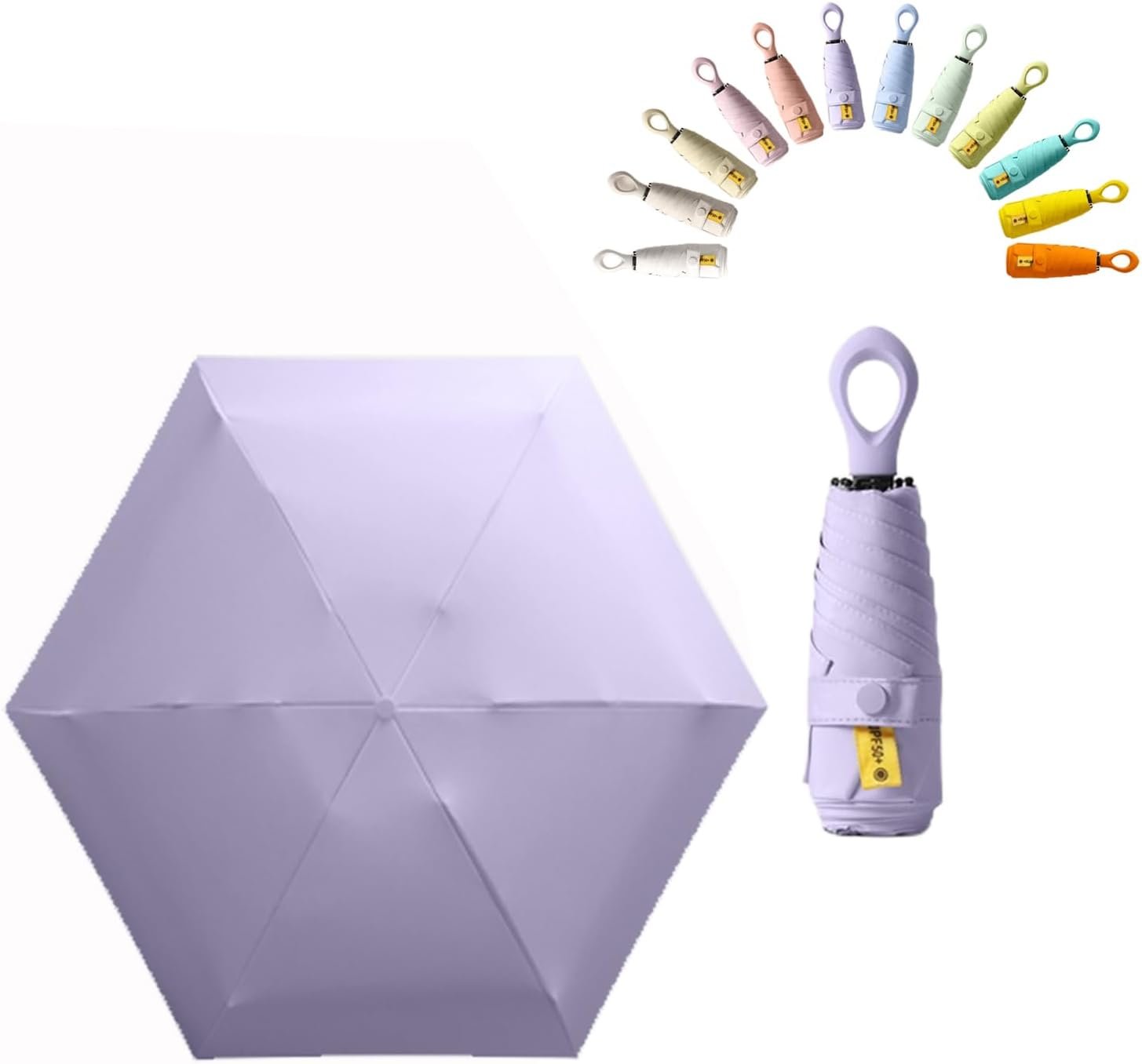 Mini Sun Travel Umbrella Ring handle Coating Layer Fabric Compact Folding Purse Umbrella/Lightweight Small Portable Backpack/Rain Sun/Blocking/Anti UPF 50 UV Protection 99.9% Men Women Kids