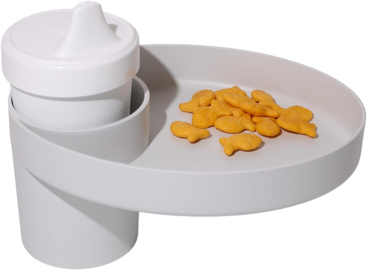 Travel Tray Oval USA Made Extend Your Current Cup Holder to Hold Your Cup Plus A Tray for Snacks, Toys and Accessories. Use in a Car Seat, Booster, Stroller, Golf Cart, Outdoor Chair, Slate Gray