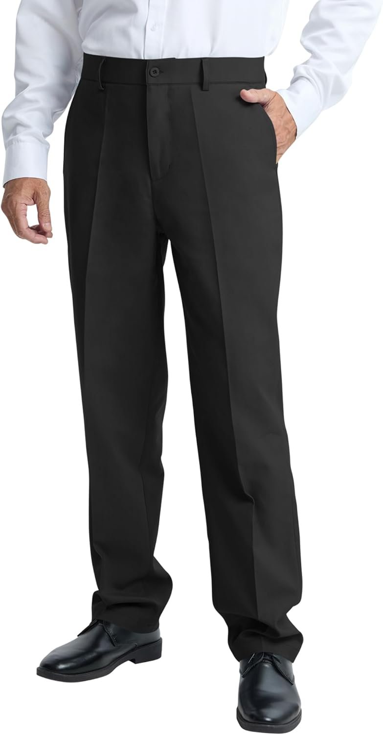 LETAOTAO Men’s Classic Fit Dress Pants, Wrinkle-Free Flat Front Straight Leg Formal Pants for Business & Office