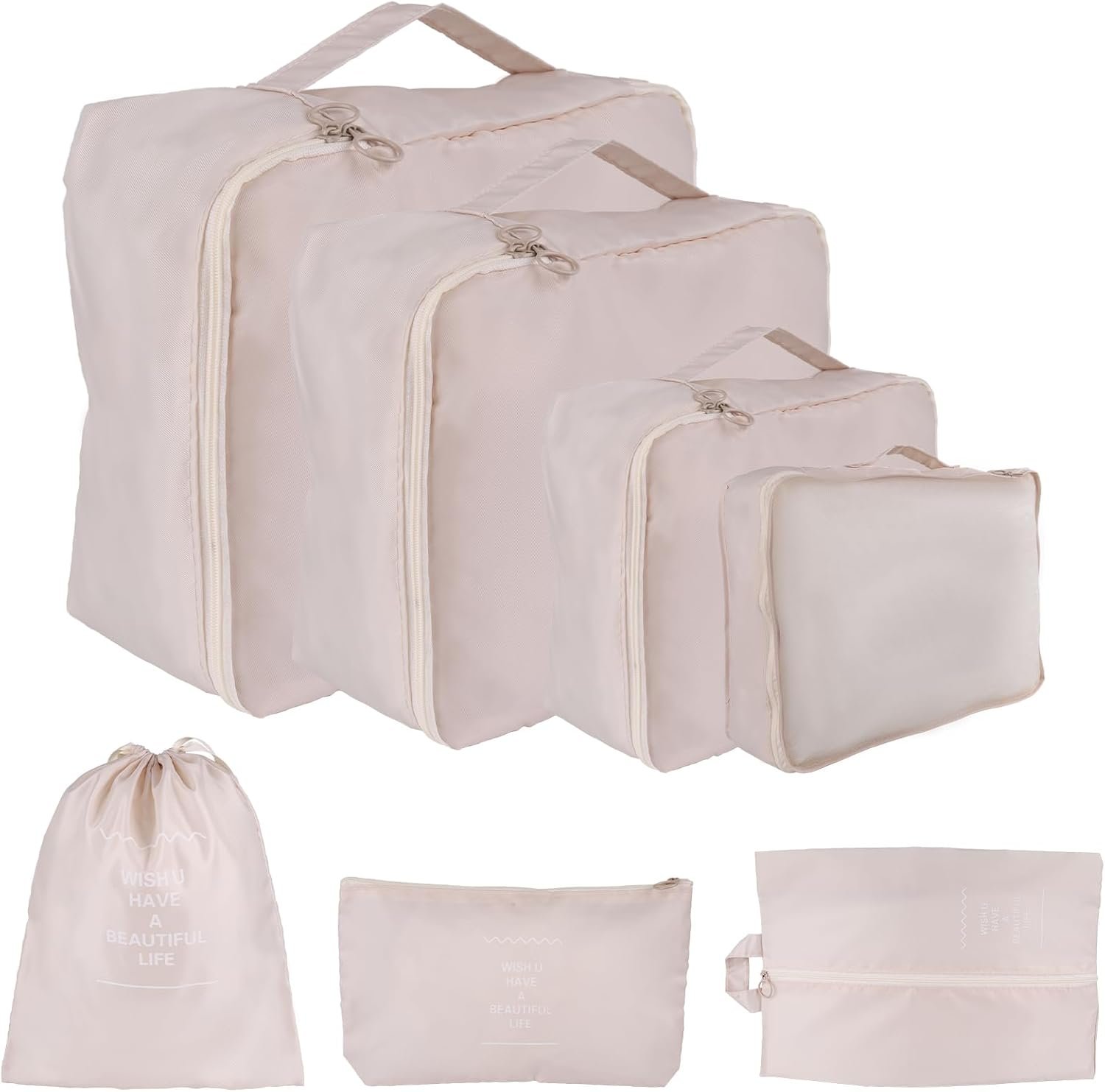 Packing Cubes for Travel Bags Suitcase Organizer Travel Cubes for Packing Luggage Organizer Bags for Packing Gifts for Men (Beige 7 Pcs)