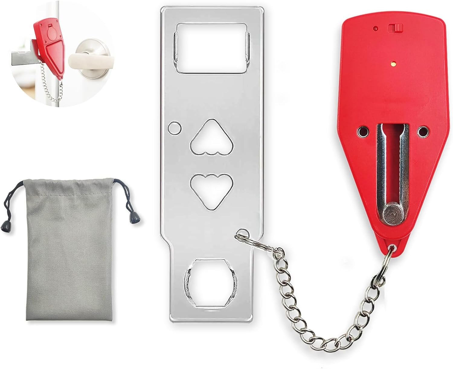 Portable Door Lock for Travel 2-in-1, Hotel Door Locks for Travelers Security, Door Lock Self-Defense Security Device for Home, Apartment, Hotel, Living Motel, School Dorm, House