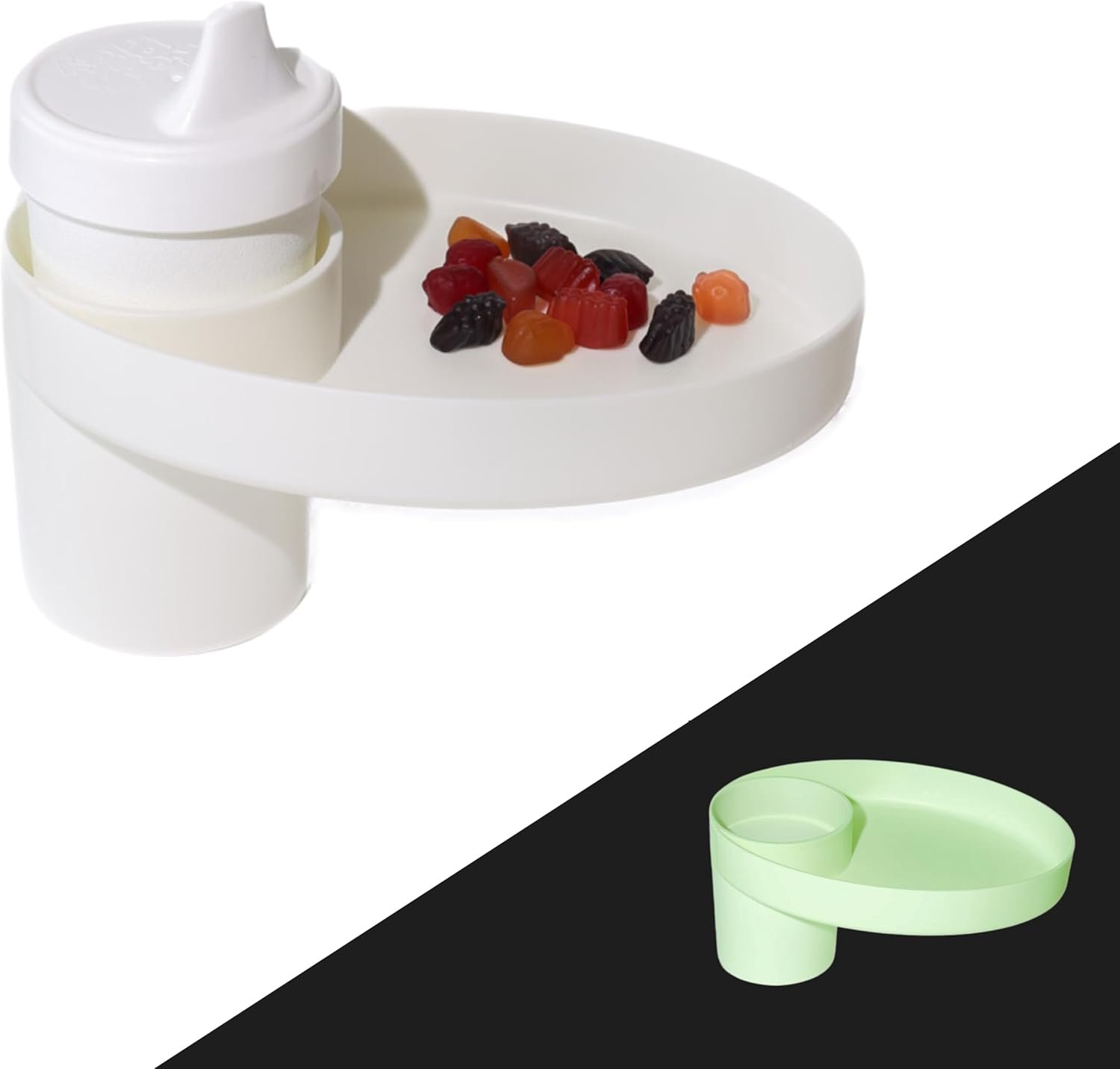 Travel Tray Oval USA Made Extend Your Current Cup Holder to Hold Your Cup Plus A Tray for Snacks, Toys and Accessories. Use in a Car Seat, Booster, Stroller, Golf Cart, Outdoor Chair, Glow