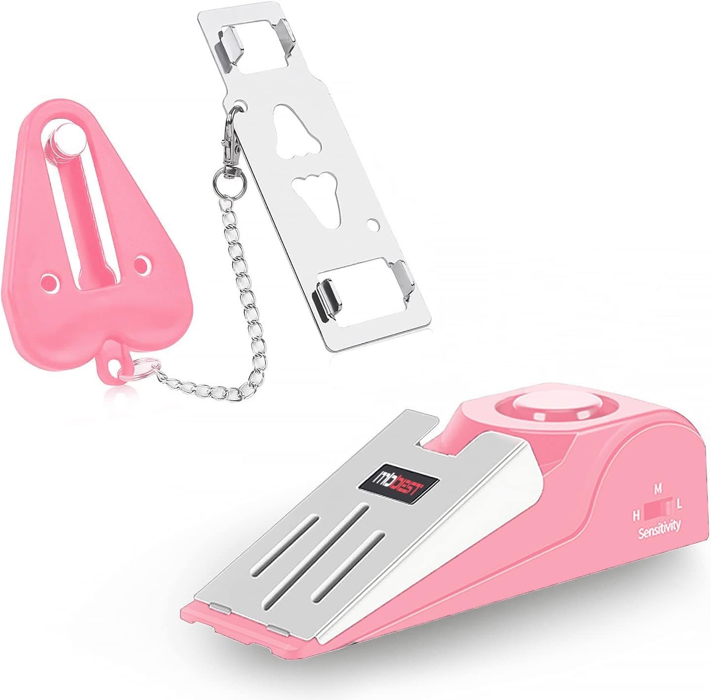 MBBEST Hotel Door Lock & Door Stop Alarm,Dual Protection Security Devices Pocket Door Stopper Self Defensey Tools for Hotel Travel Home Apartment House, Pink/Pink