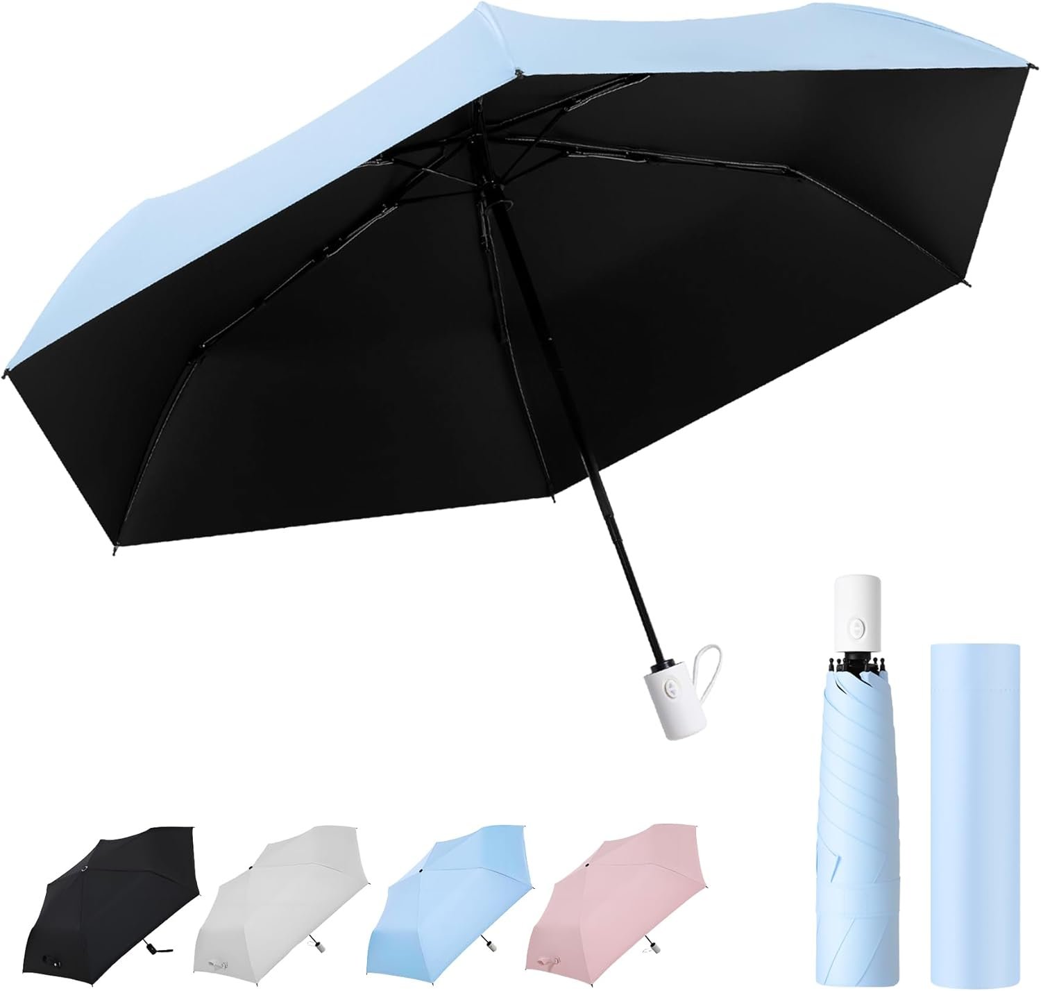Auto Open Close Umbrella – Ultra Light Compact Travel & Backpack Size for Women and Men, UPF 50+ Eco-Friendly Sun Protection & Windproof Rain Umbrella with UV Defense