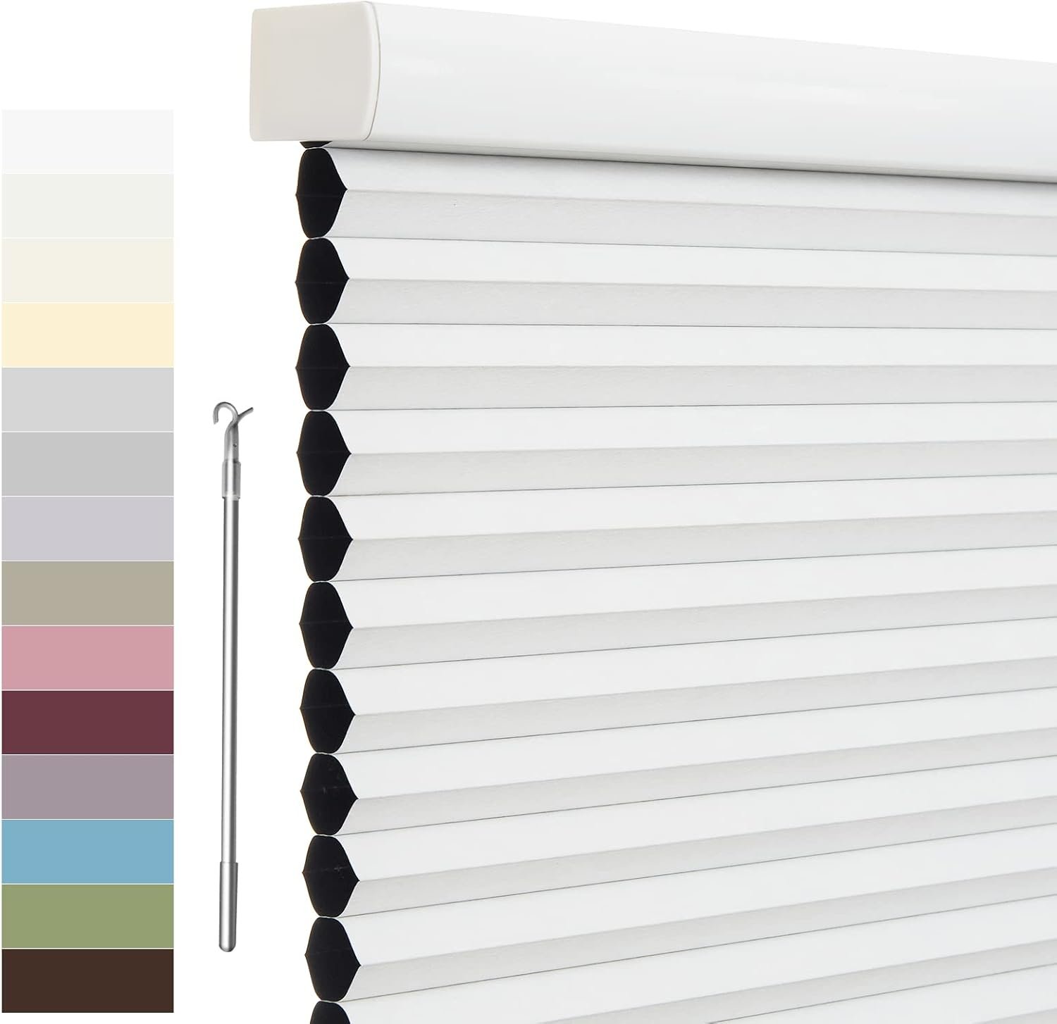 Custom Size 100% Blackout Cellular Shades Cordless Roller Shades Honeycomb Blinds Bottom up Waterproof Thermal Insulated Window Shades for Home, Windows and Kitchen White