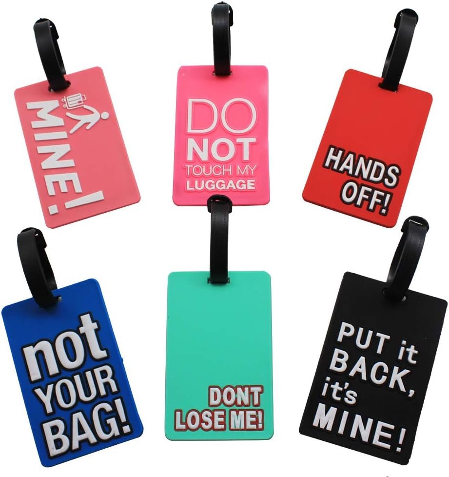 Mziart Funny Luggage Tags Set of 6 Colorful Unique Travel Baggage Bag Tags Suitcase Identify Labels for Women Men