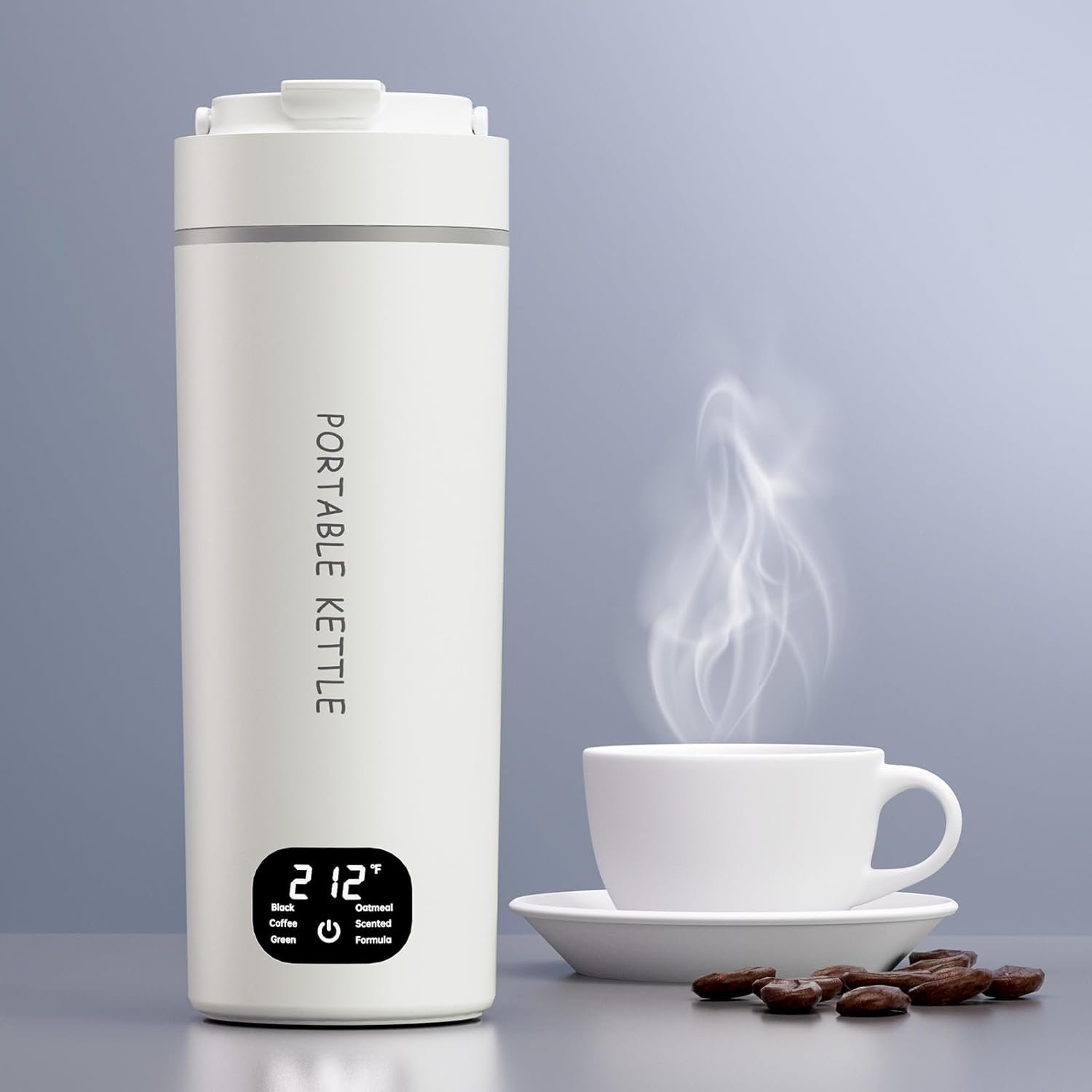 Dual Voltage Portable Electric Kettle Travel Hot Water for Tea, Coffee, 6 Temperature Controls and LCD Display, 316 Stainless Steel and 450ml, Auto Shut Off & Boil Dry Protection