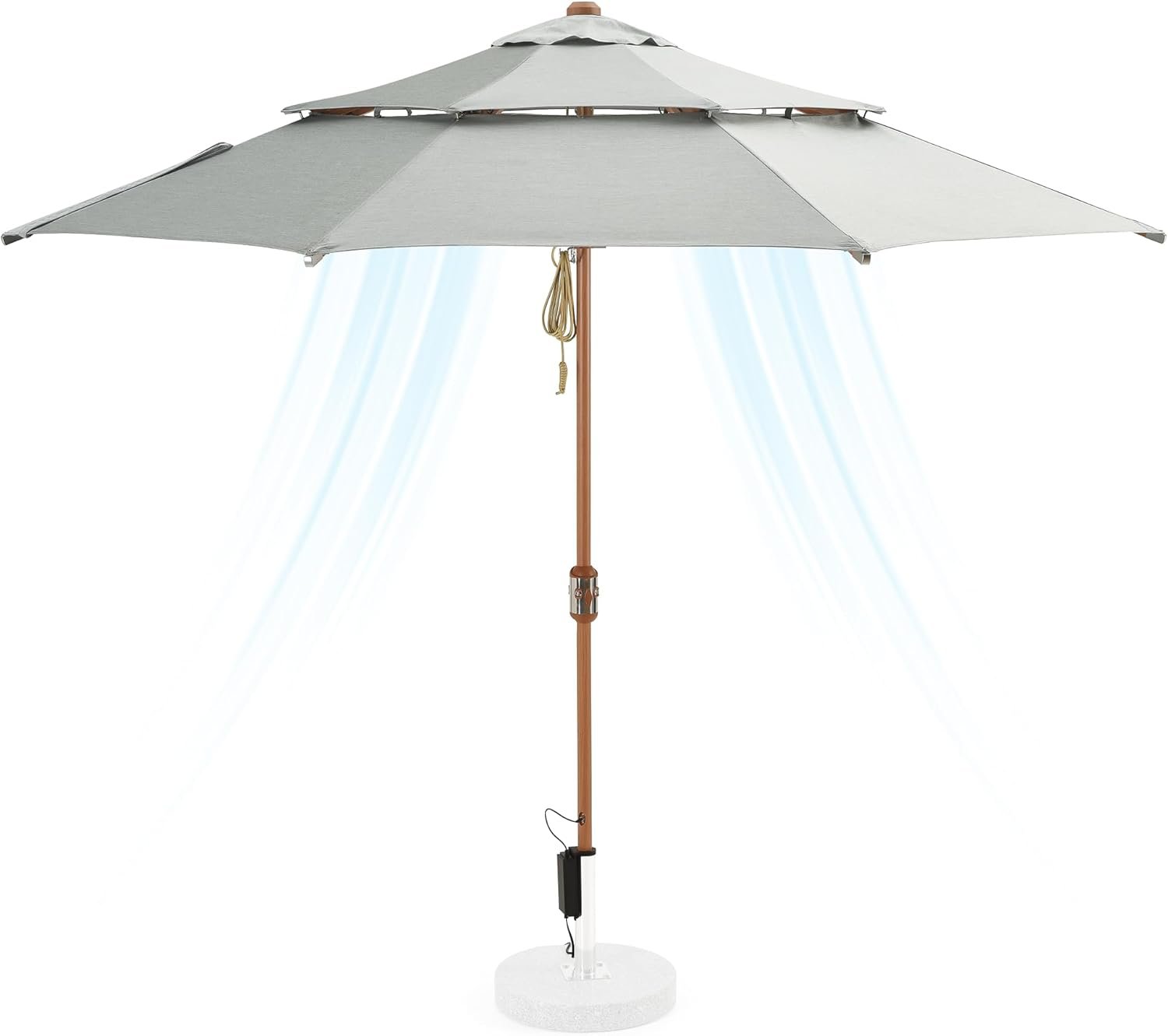 Alizé 10 ft Patio Umbrella with Built in Cooling Fans USB Ports | Windproof Table Umbrella for outdoor patio with UPF 50+ UV Protective Fabric | Waterproof, Non Fading, Premium Deck and Pool Shade