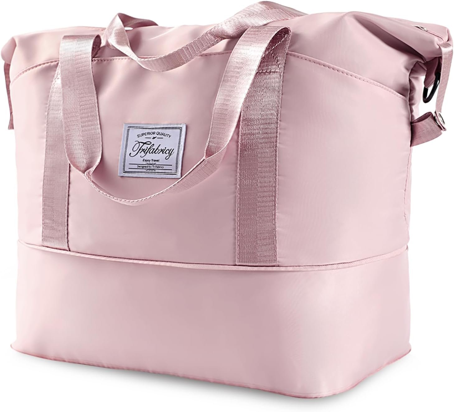 Travel Duffel Bag – Large Shoulder Weekender Overnight Bag, Carry on Bags with Wet Pocket, Waterproof Expandable Duffel Bags with Trolley Sleeve for Sports Travel Gym, Pink