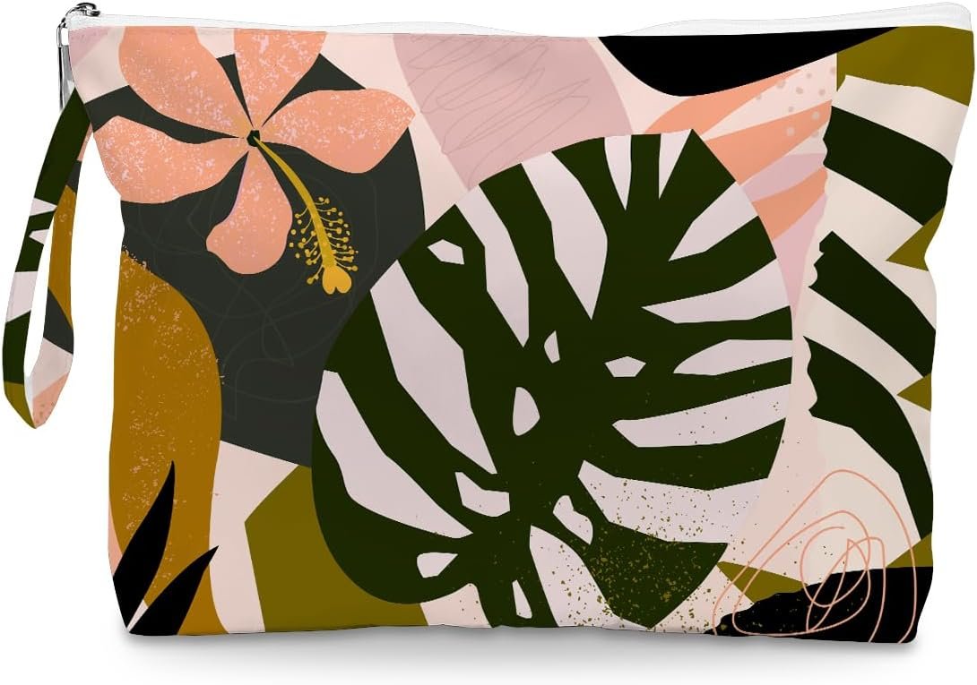 Fokongna Palm leaves Wet Bag Travel Wet Dry Bag Beach Bag Diaper Bag Wet Bag For Swimsuit Travel Makeup Bag Toiletry Bag