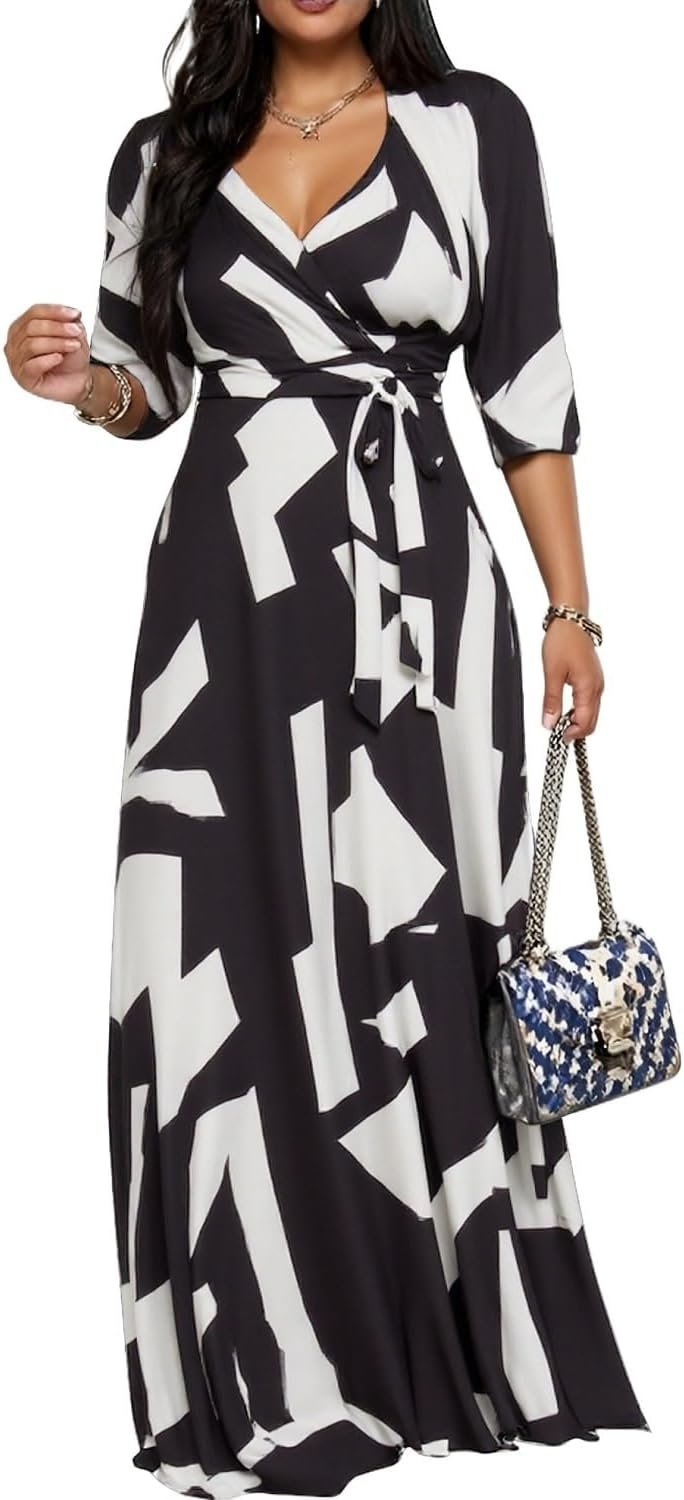 Maxi Dresses for Women Long Dress Casual V-Neck Loose Prom Dresses All Seasons