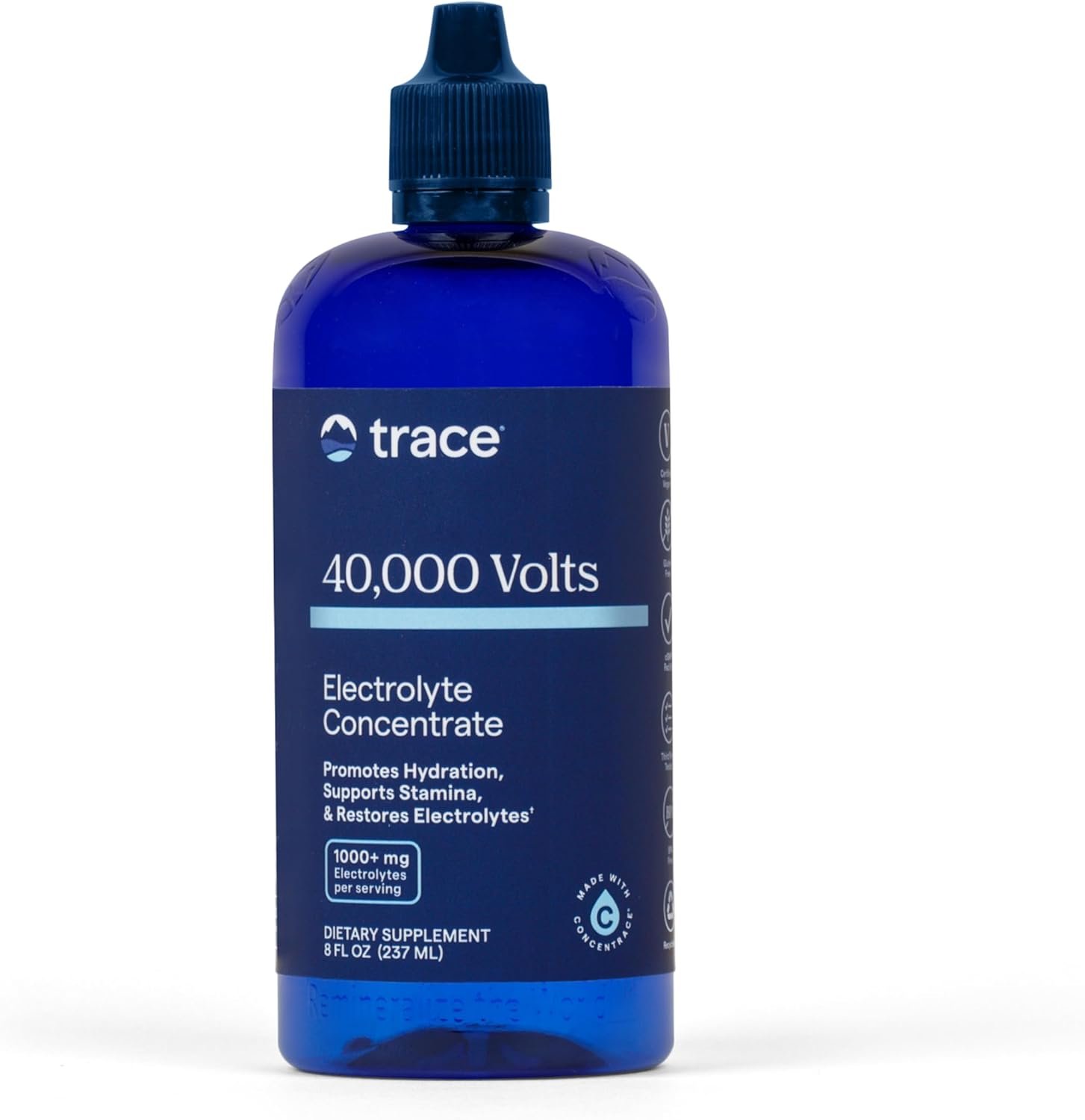 Trace Minerals 40,000 Volts – Supports Hydration, Energy, Muscles, Stamina, and Endurance – Liquid Multimineral and Electrolyte Concentrate with Ionic Magnesium, Sodium, Potassium (48 Servings)
