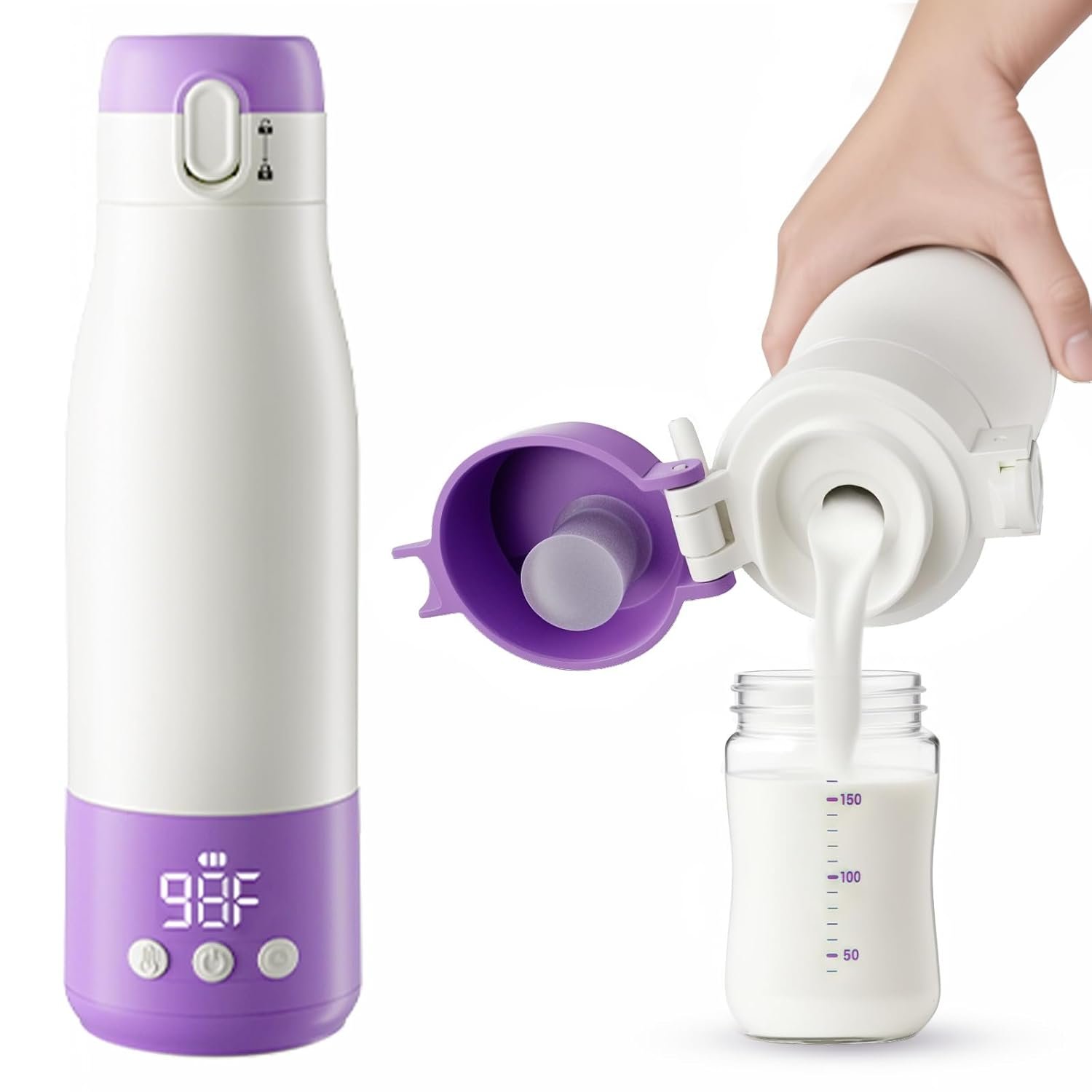 Portable Bottle Warmer for Travel, 3 Min Quick Heating with 12oz Capacity, SUS 316 Steel, 9000mAh Battery, Timer, Travel Bottle Warmer On The Go for Breastmilk or Formula, Charge Fully Before Use