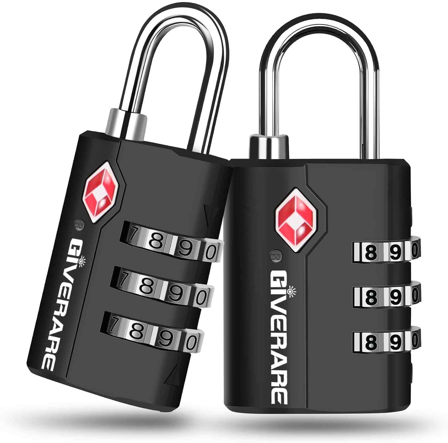2 Pack TSA Approved Travel Luggage Locks, Suitcase Combination Lock, Keyless 3-Digit Zipper Padlocks, TSA Accepted Compatible Padlock for Gym Locker, Golf Bag Case, Backpack-Black