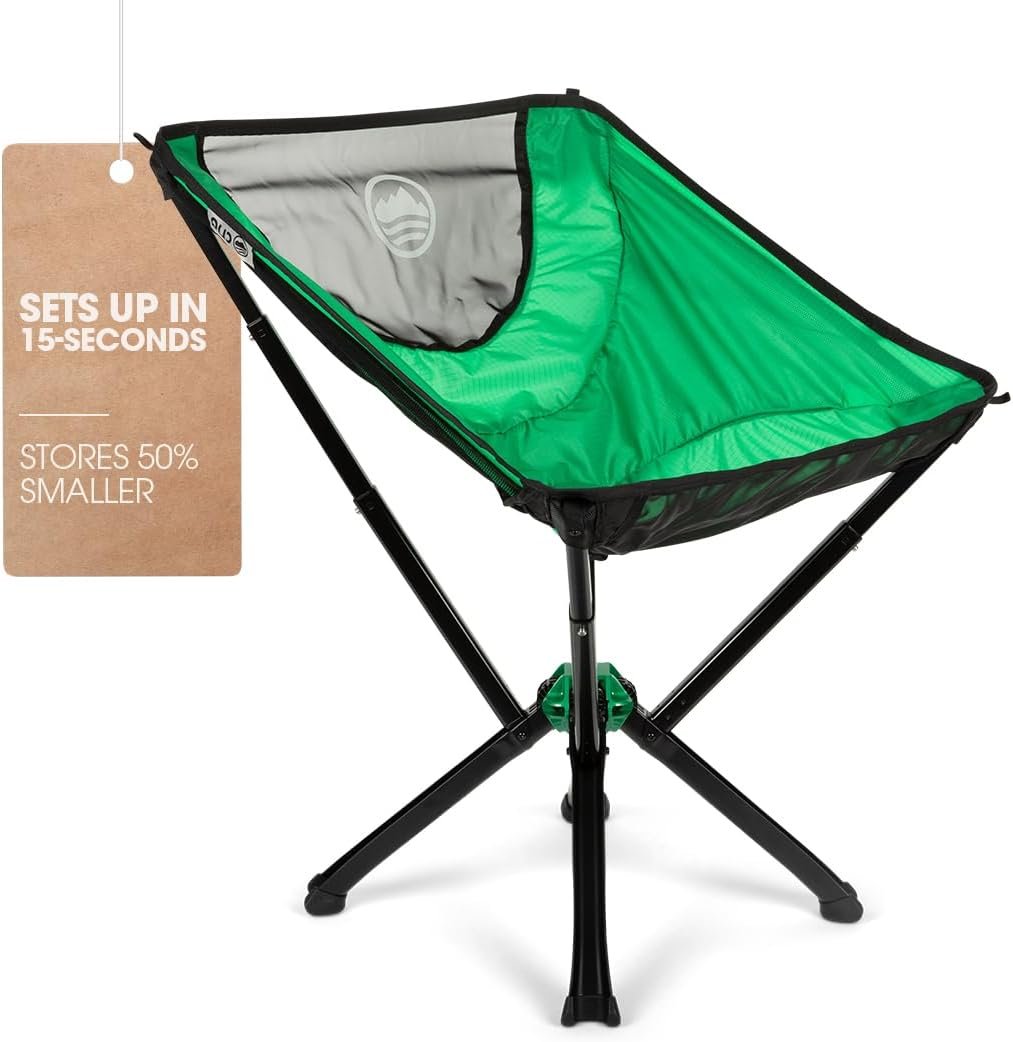 CLIQ Portable Chair Version 1.0 – Lightweight Folding Chair for Camping – Supports 300 Lbs – Perfect for Outdoor Adventures – Moss