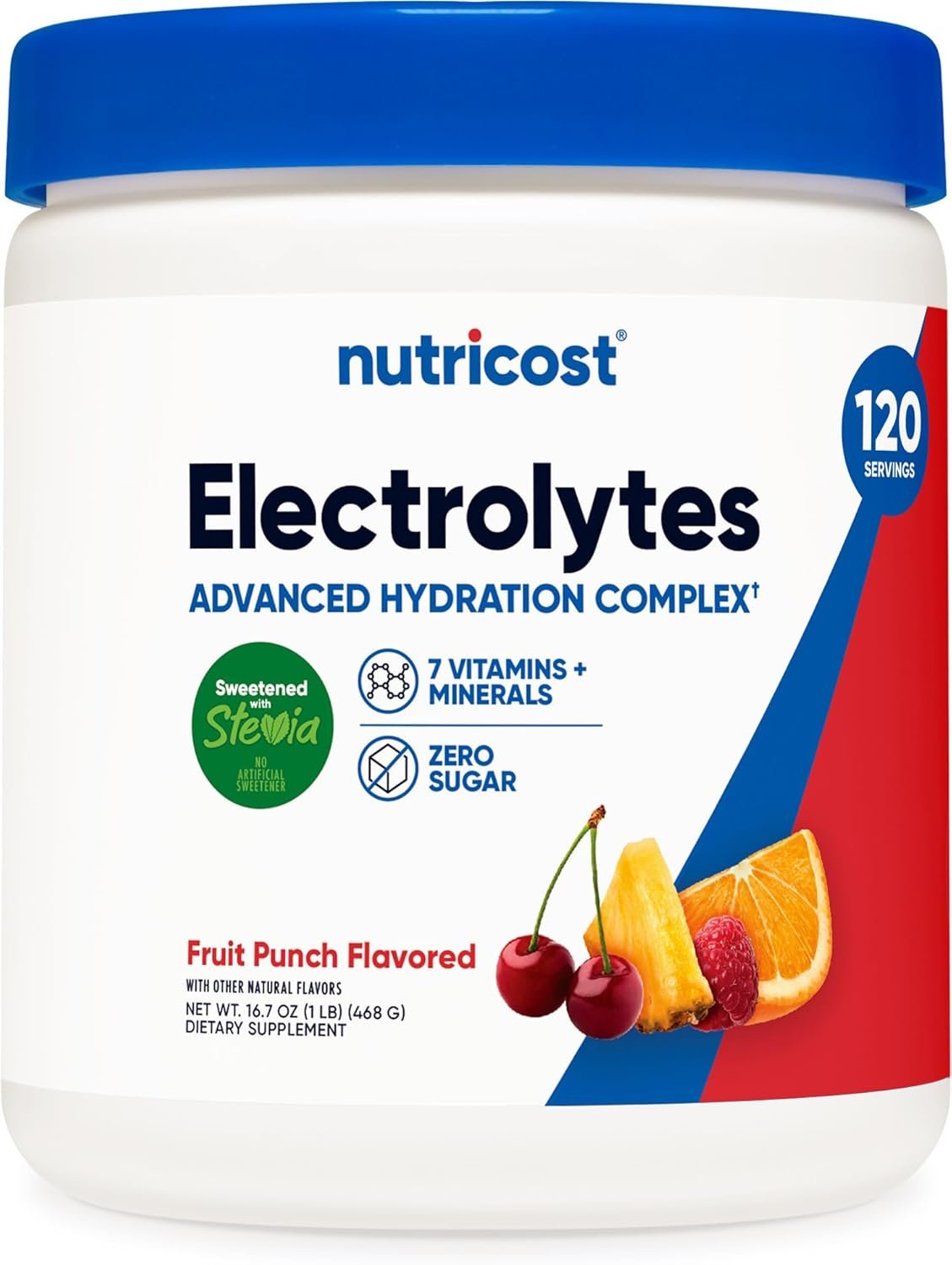 Nutricost Electrolyte Complex Powder (120 Servings, Fruit Punch) – Hydration Supplement Drink Mix with Vitamins and Minerals