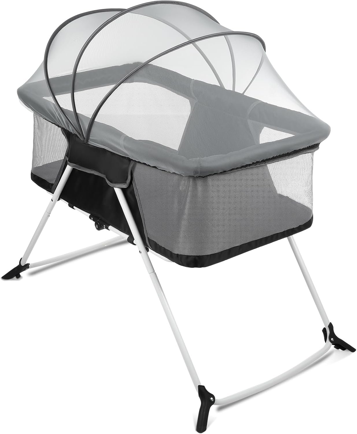Portable Baby Bassinet – Foldable Bedside Bassinet, Lightweight Playpen with Mosquito Net, 42.5 x 40.2 x 20.8 inches, Black