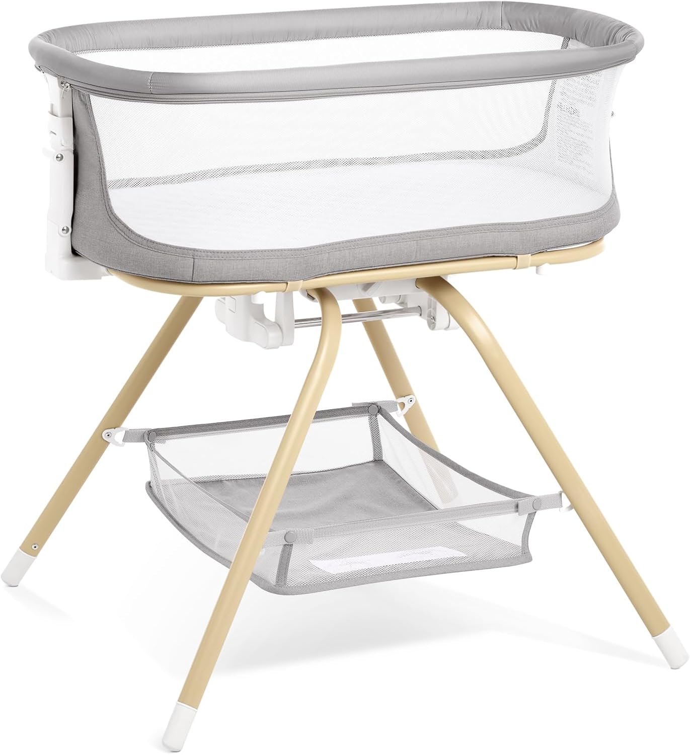 ANGELBLISS 3 in 1 Baby Bassinet, Rocking Bassinets Bedside Sleeper with Calming Motion, Portable Nest for Newborn Infant, Breathable Mesh (Grey)