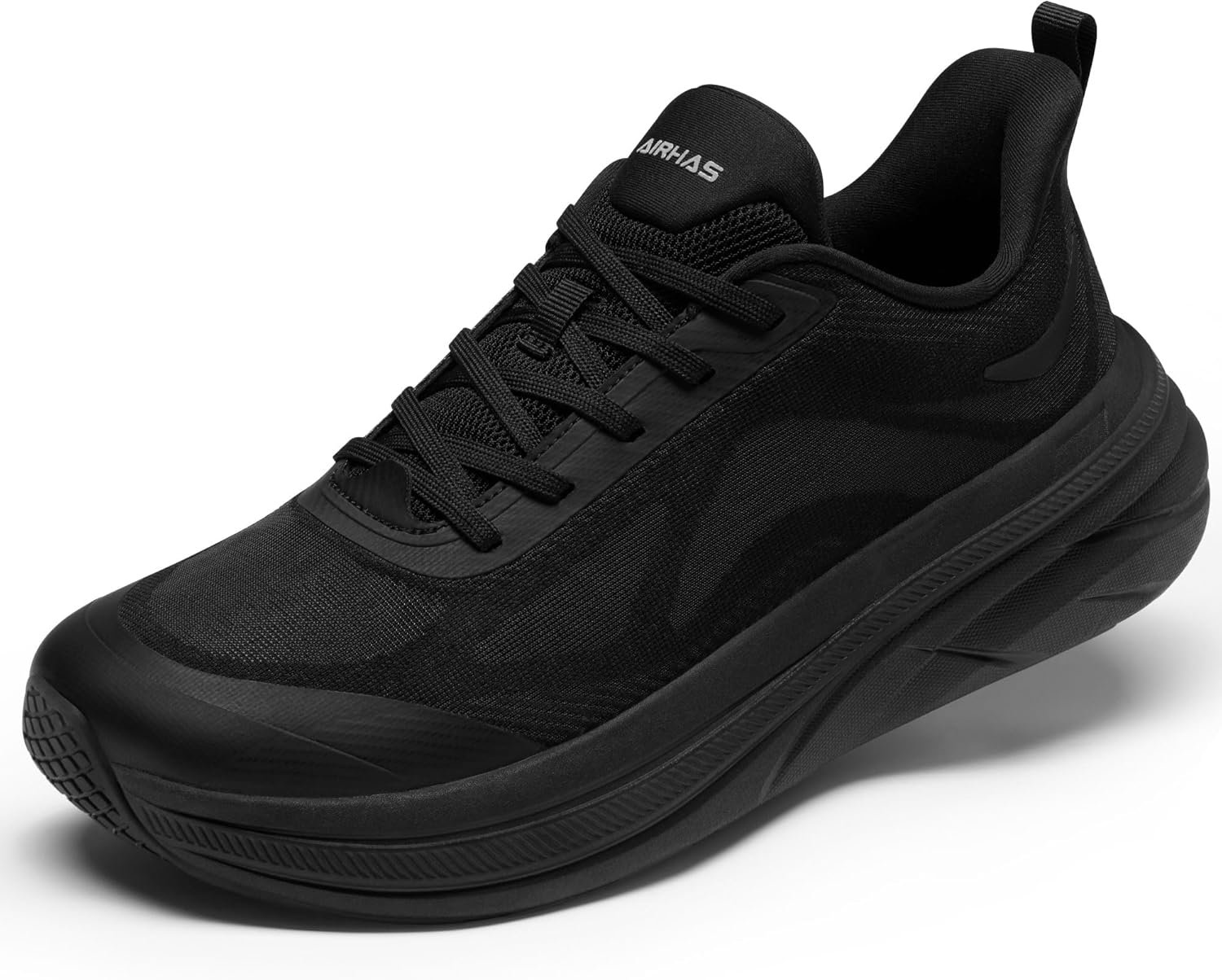 Men’s Foot Shape Toe Box Running Shoes Comfortable Slip on Walking Shoes for Men Cushioned Athletic Tennis Shoes Men with Rubber Outsole (Black, 8.5)
