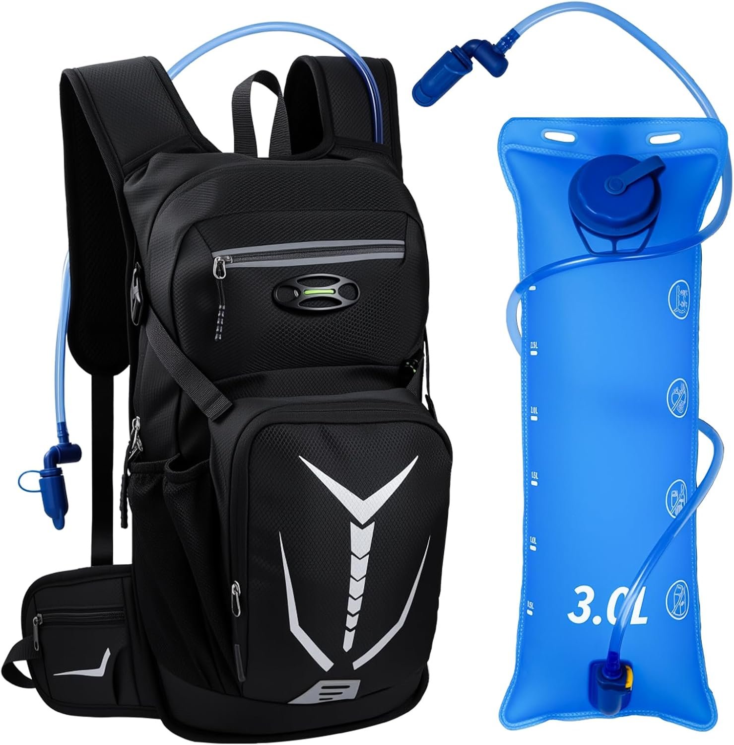 Lightweight Hydration Backpack 18L with 3L BPA Free Leak-Proof Water Bag, Insulated Hiking Backpack with Water Bladder for Men Women, Outdoor Daypack with Extra Storage for Hiking, Running, Biking