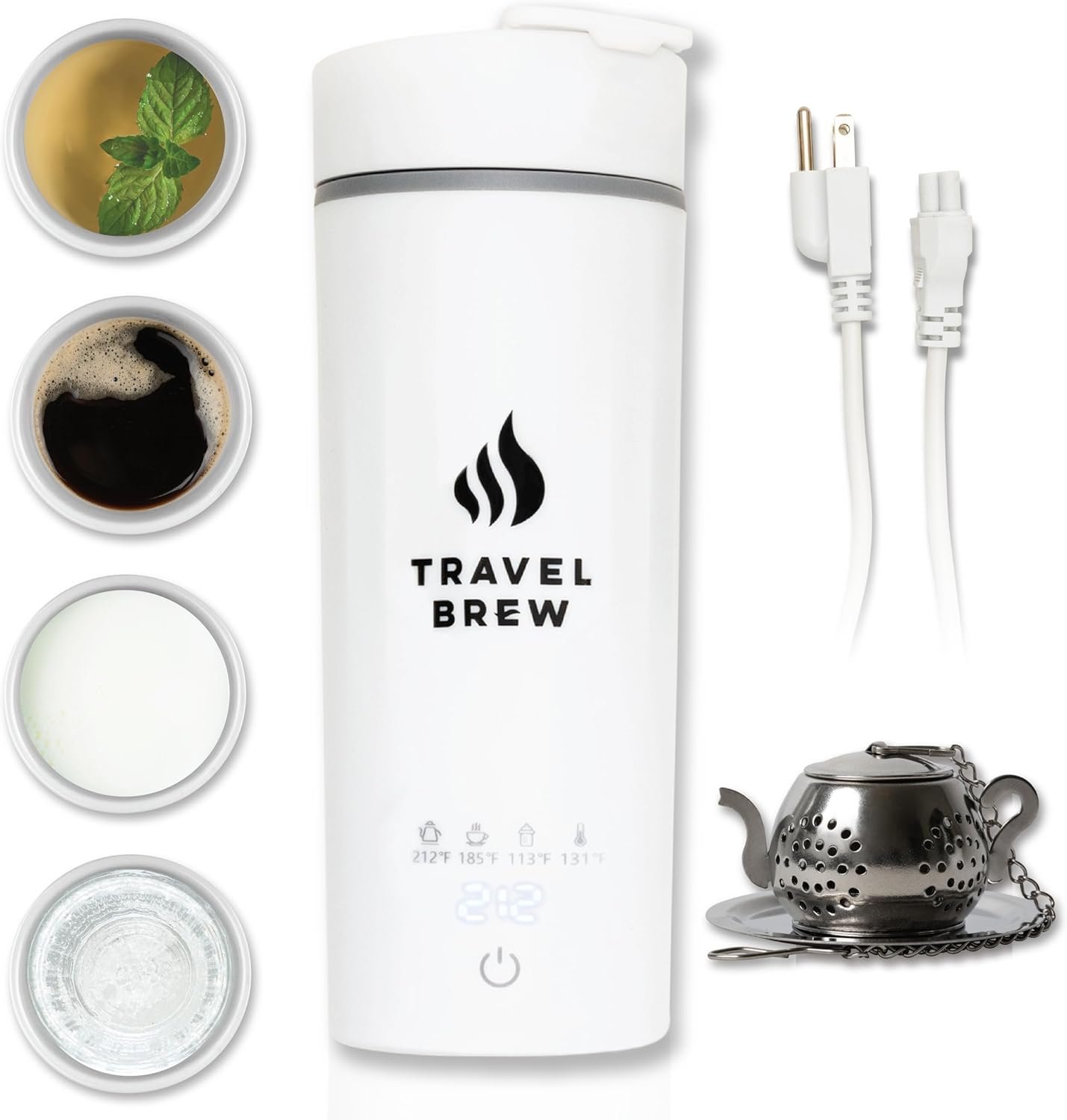 Portable Travel Kettle with Tea Infuser- Mini Electric Kettle with 4 Temperature Settings, with Auto Shut-Off & Boil Dry Protection (White)