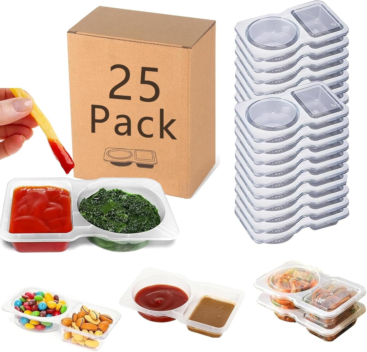25 Set Reusable Snack Containers with Lids,New Snack Containers,Snackle Box Container Portion Control,Snack Pack Containers for On-the-Go Meals and Camping