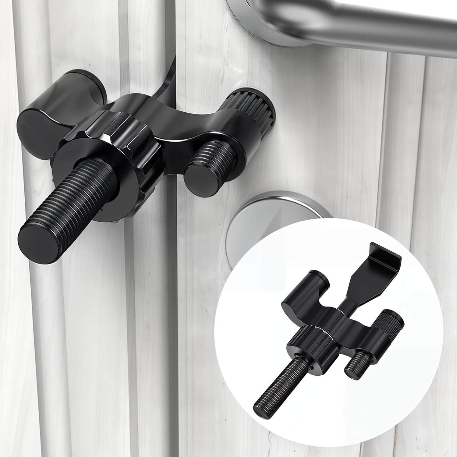 Portable Door Lock Heavy-Duty Home Security Door Lock Travel Lockdown Locks for Additional Safety and Privacy Hotel Door Locks for Home, Apartment, Travel, 1 Pack, Black