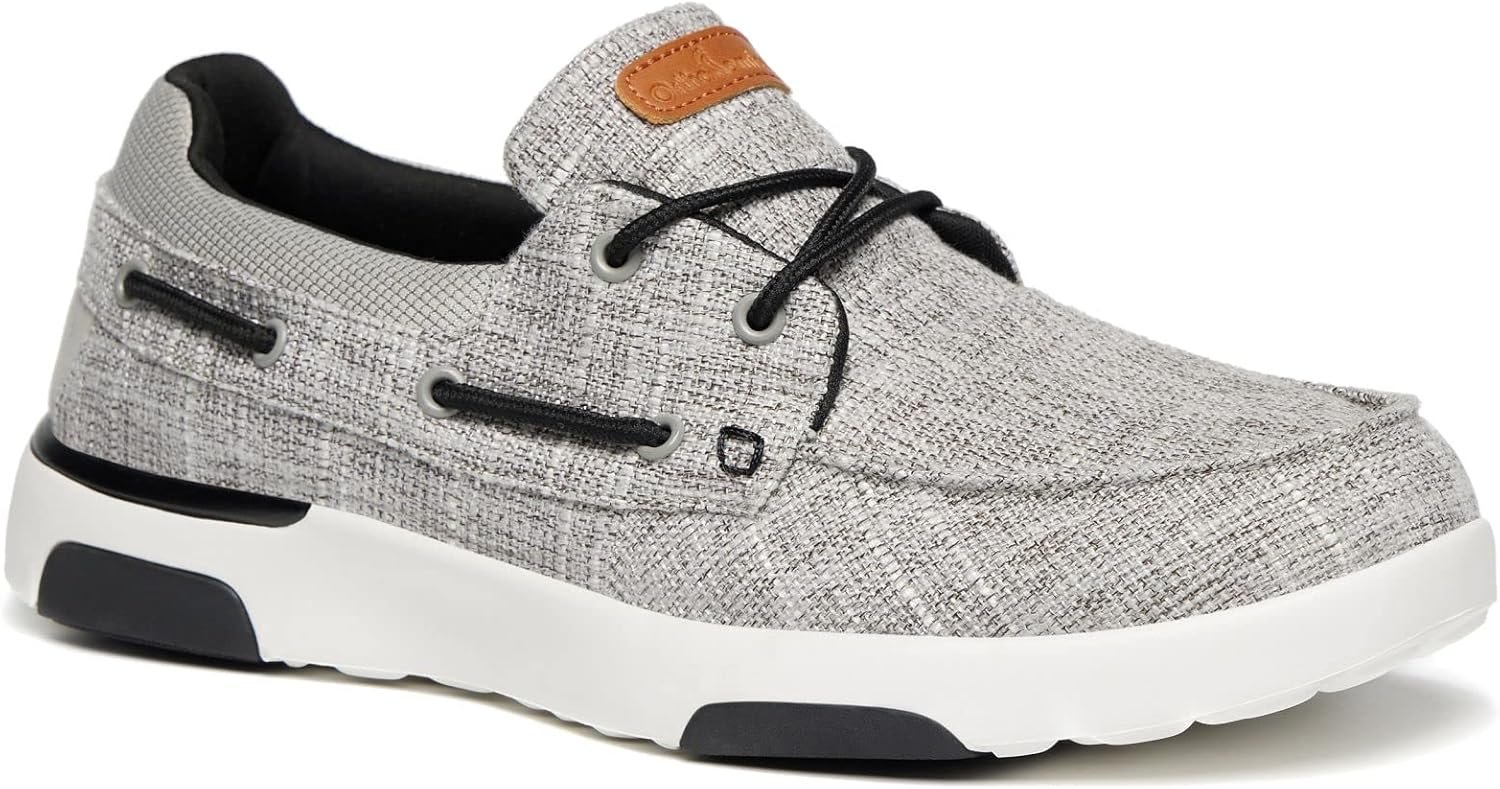 OrthoComfoot Men’s Orthopedic Slip-On Loafers Walking Shoes: Casual Canvas Plantar Fasciitis Loafers with Arch Support, Comfortable Orthotic Shoes for Foot and Heel Pain Relief