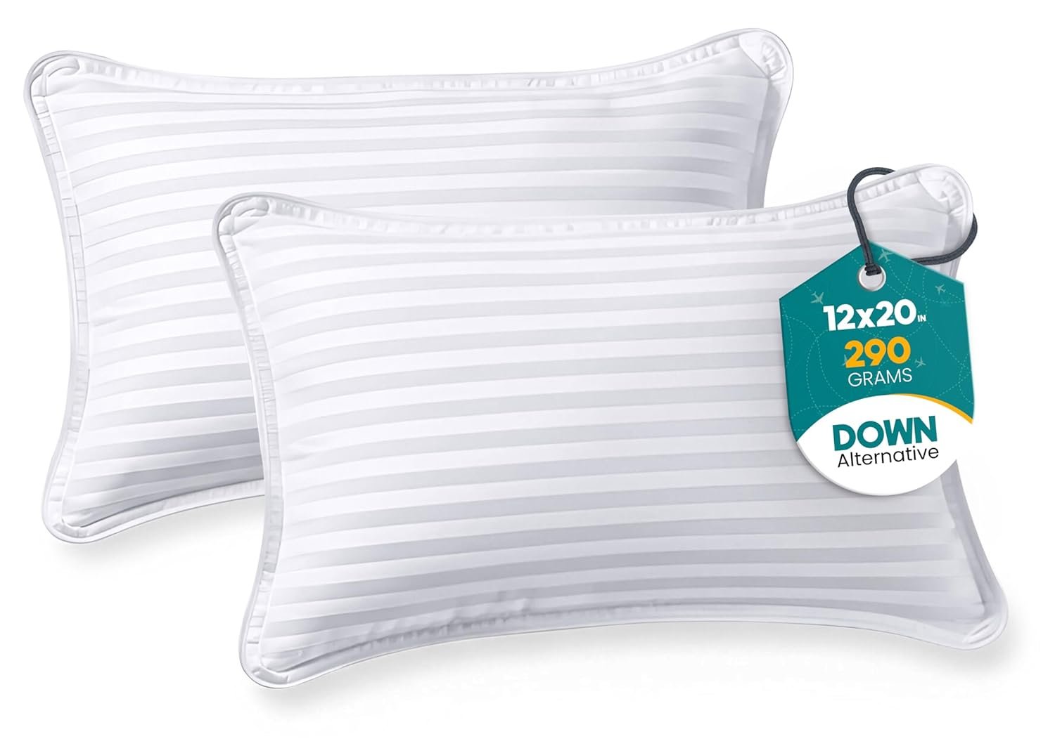 Utopia Bedding Travel Pillow for Airplane, Car and Toddlers (White, 2 Pack), Neck Support for Travelling, Down Alternative Filling, Compact Camping Pillow for Backpacking & Hiking (12×20) (2, 12×20)