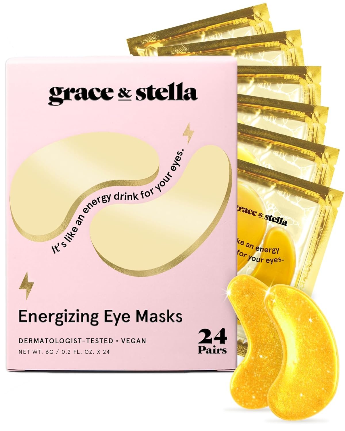 grace & stella Award Winning Under Eye Mask – Stocking Stuffers for Women – Gifts for Teenage Girls – Gel Eye Patches for Dark Circles, Puffy Eyes, Undereye Bags – Vegan – Self Care (24 Pairs, Gold)