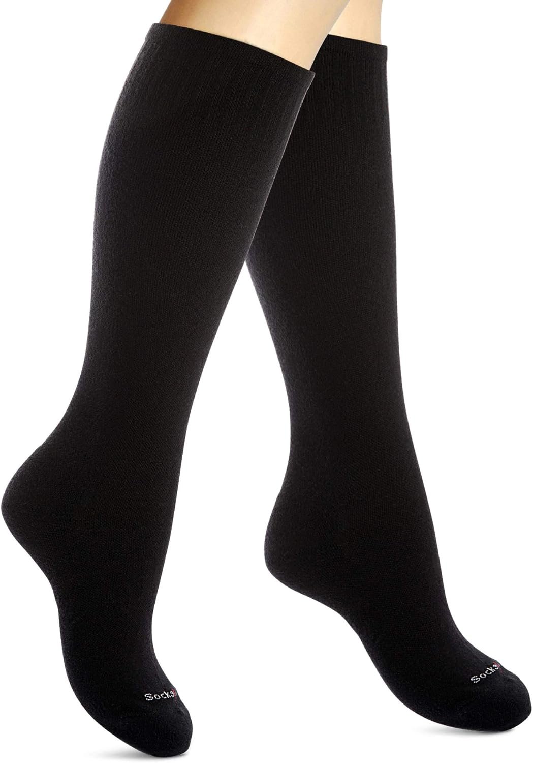 SocksLane Cotton Compression Socks for Women & Men. 15-20 mmHg Support Knee-High Black S/M