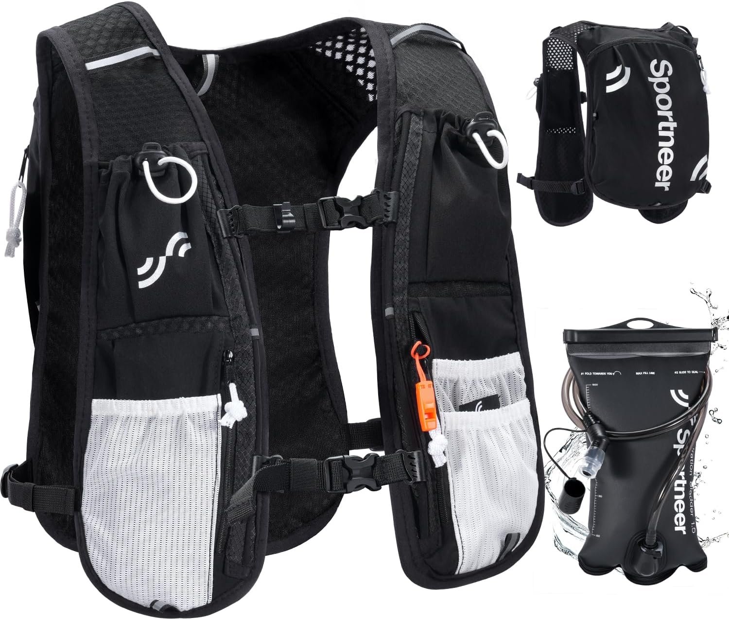 Sportneer Hydration Backpack: Lightweight Water Pack with 1.5L Bladder, Hydro Water Daypack for Running Hiking Biking Cycling for Women Men