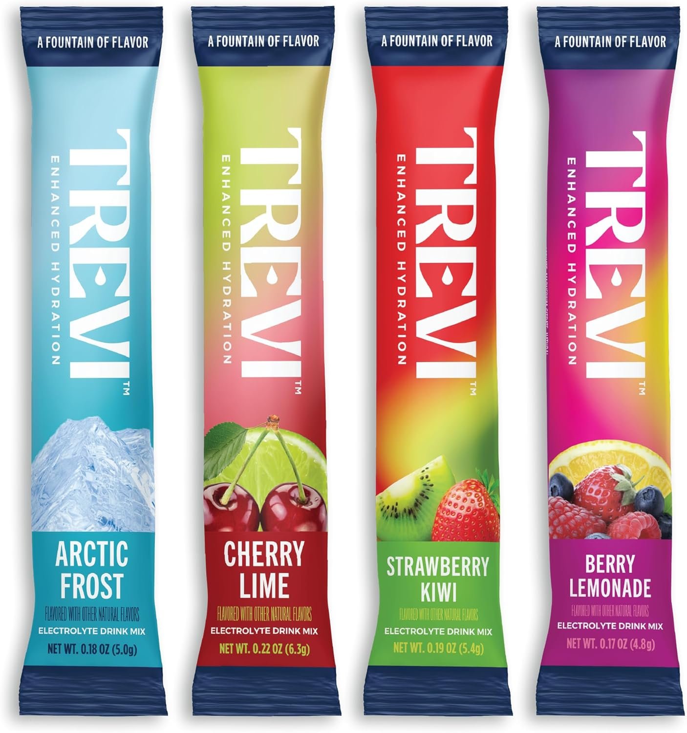 TREVI™ Sugar Free Electrolytes – Drink Mix Hydration Powder Packets – 28 Count – Favorites Variety Pack – Cherry Lime, Strawberry Kiwi, Berry Lemonade, Arctic Frost