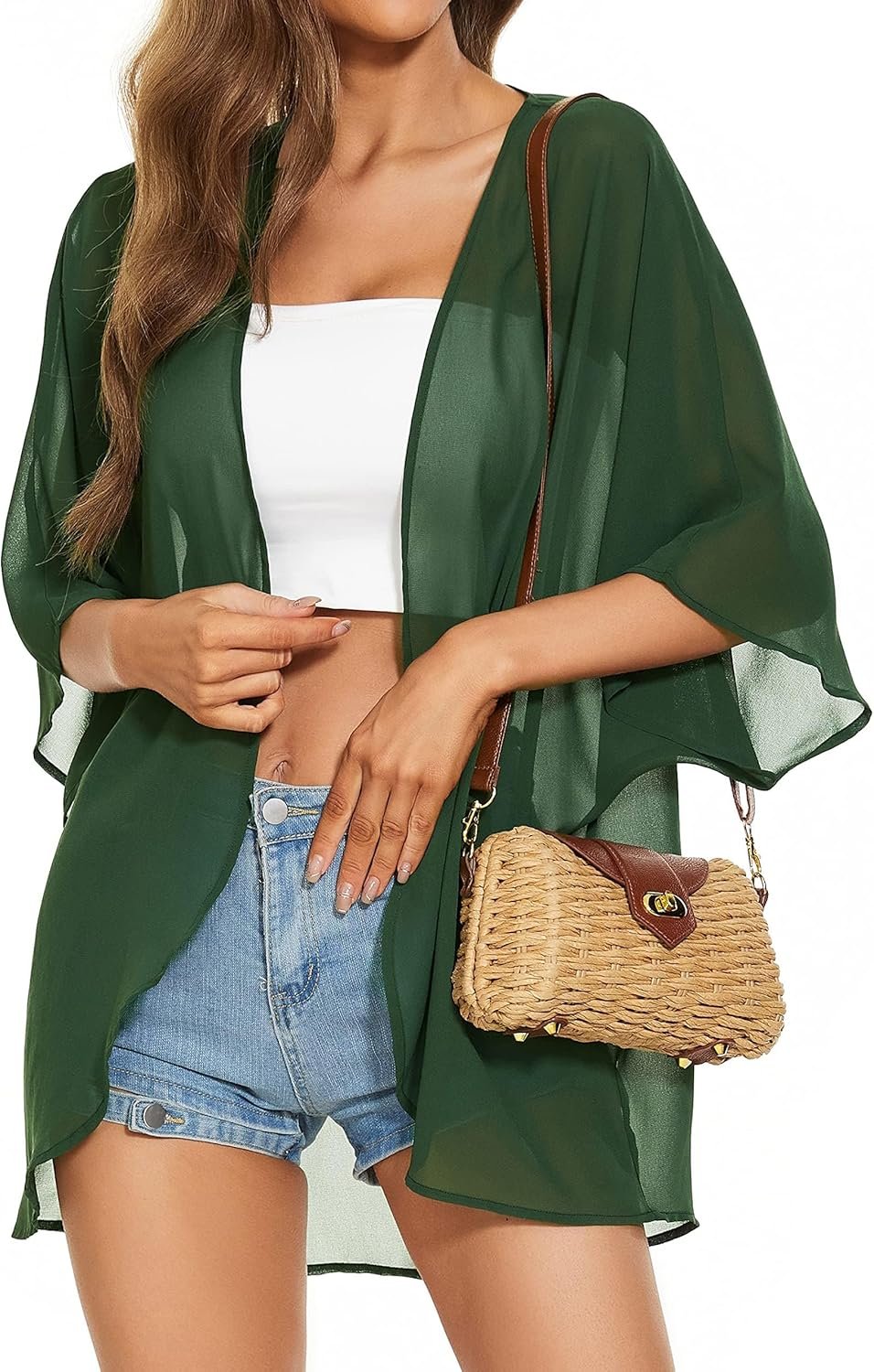 Womens Kimono Beach Cover Up Chiffon Cardigan Floral Tops Loose Capes