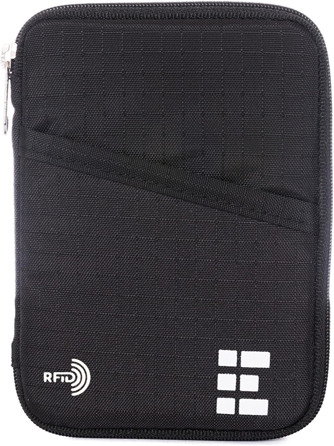 Passport Holder & Travel Wallet with RFID Blocking – Premium Document Organizer Case for Men and Women – Holds Passports, Cards, Tickets, ID, Cash – Compact Zippered Wallet – Midnight