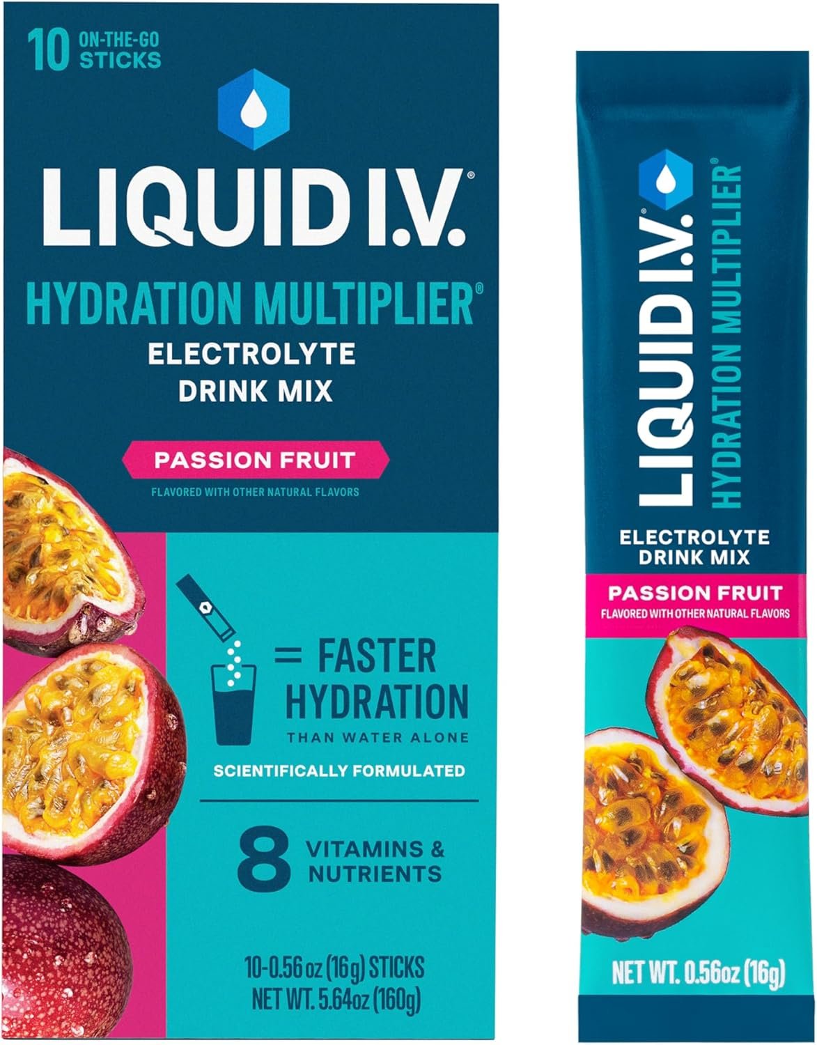 Liquid I.V.® Hydration Multiplier – Passion Fruit | Electrolyte Powder Drink Mix | 1 Pack (10 Servings)