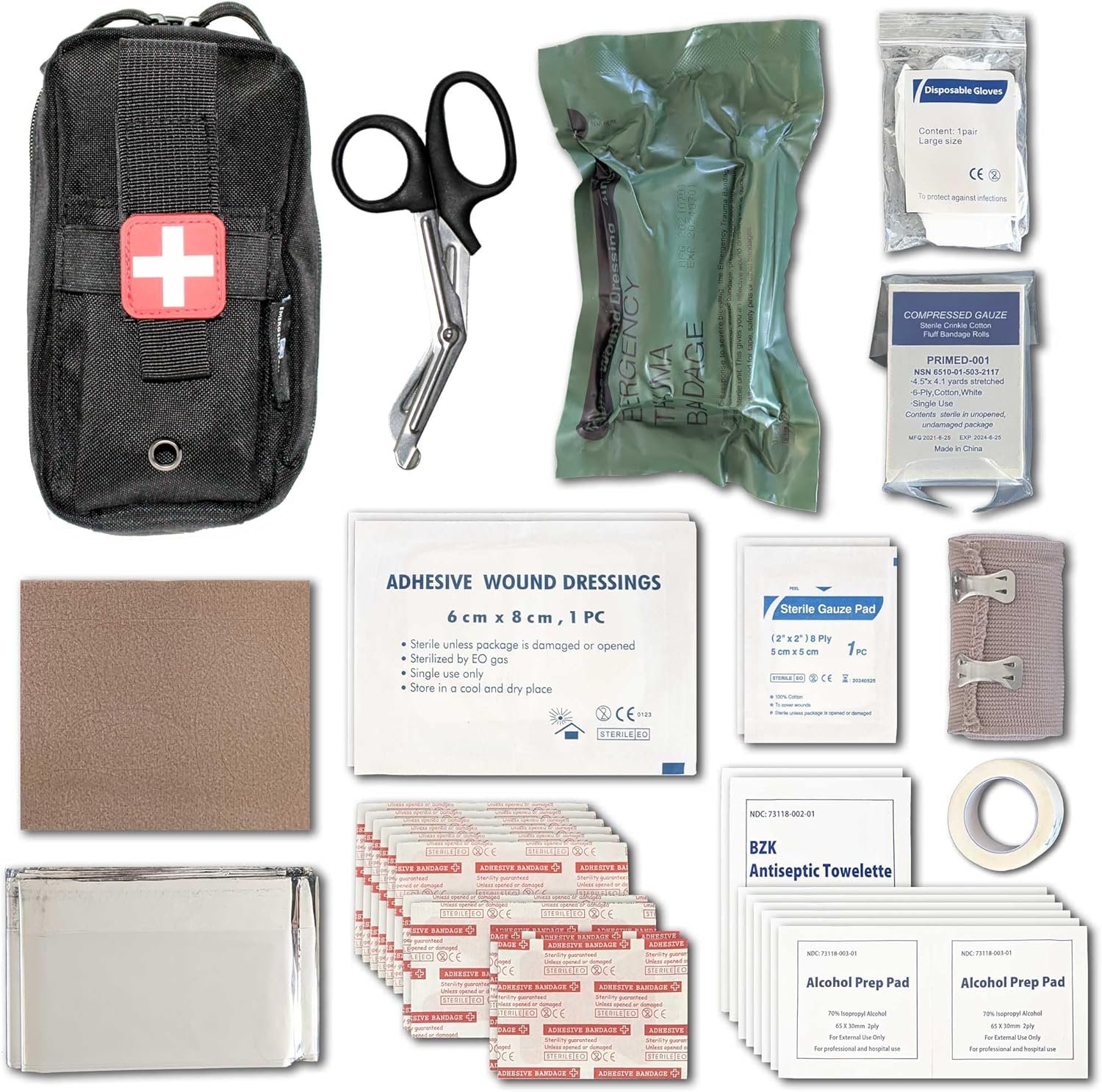 EPG Field First Aid Kit (IFAK) | 44 Piece | Compact Personal First Aid Kit | Backpacking, Camping, Emergency, Travel, Tactical, Go Bag, Bug Out Bag, 72 Hour Kit, Essentials, EDC, Survival IFAK (Black)