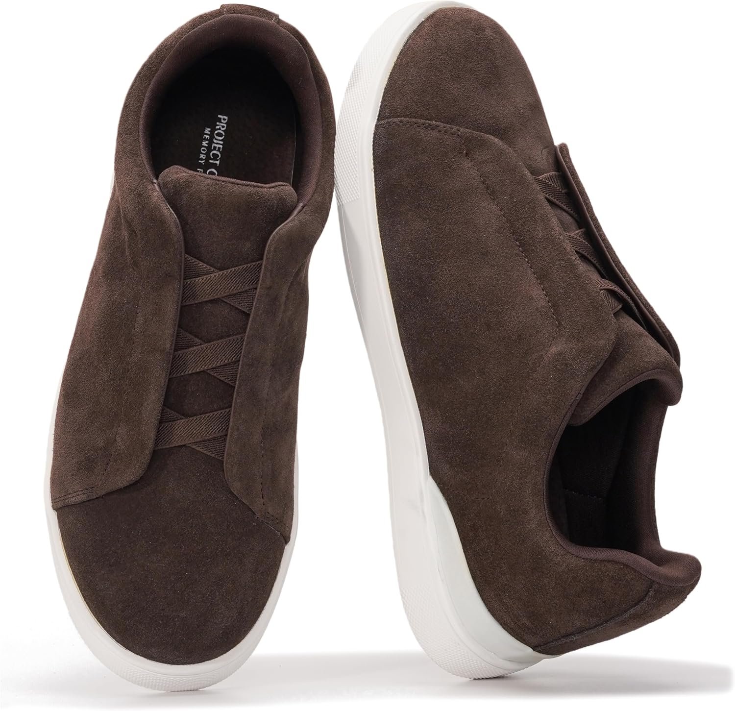 Project Cloud Genuine Leather Memory Foam Insole Mens Shoes – Lightweight & Non Slip Shoes for Men Sneakers – Everyday Slip On Mens Sneakers (Hudson)