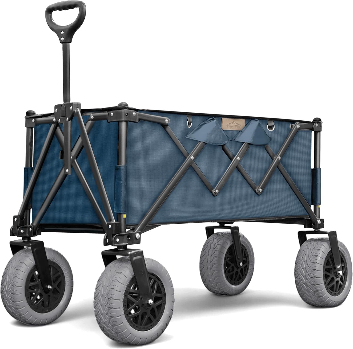 All-Terrain Beach Wagon with Big Wheels for Sand – Extra Large Utility Cart with 9″ Off-Road Tires, Heavy Duty 300lb Capacity [Outlander-XL by Stratton Forge] Blue