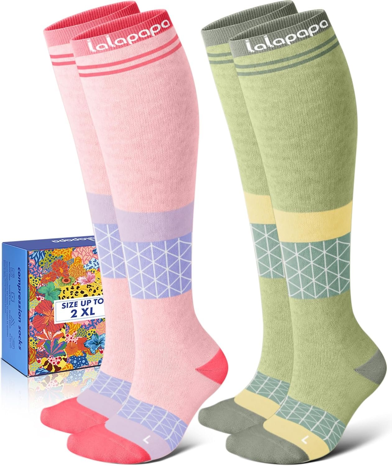 Thick Soft Cotton Compression Socks for Women Men 15-20mmHg Knee High Breathable Cotton Socks for All Day Comfort
