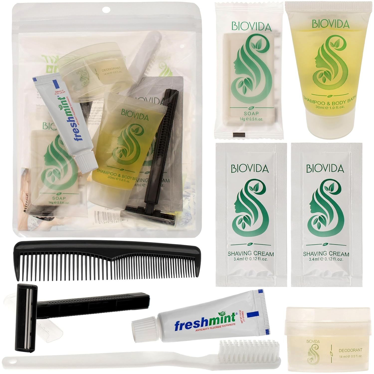 Moda West 24 Hygiene Kits – Bulk Case of Wholesale Basic Toiletry Kits for Men, Women, Travel, Charity – 9 Piece Kit, Unisex, Convenient for Personal Use, Charitable Giving, Travel, and More