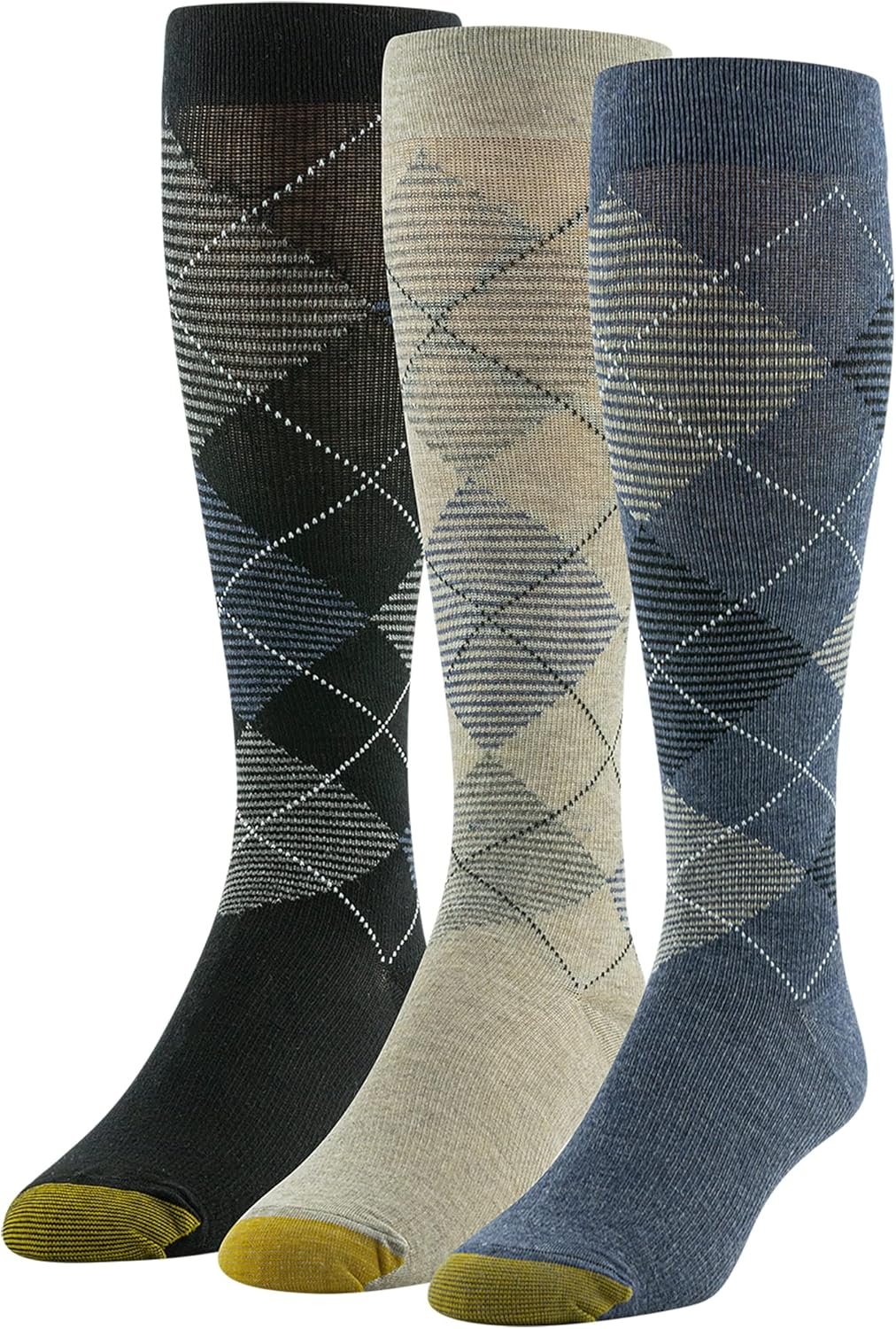 GOLDTOE Men’s Mild Compression Over The Calf Socks, Multipairs
