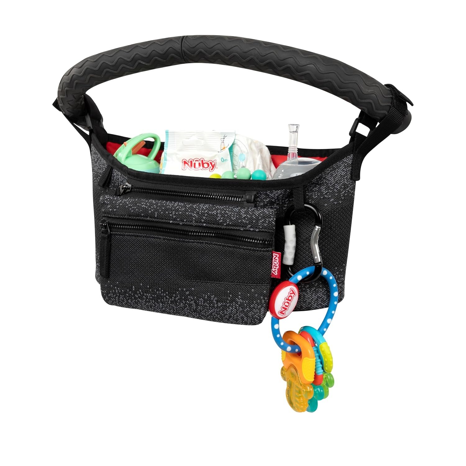 Nuby Eco Baby Stroller Organizer – Includes Carabiner – Stroller Accessories for Babies and Toddlers – Black