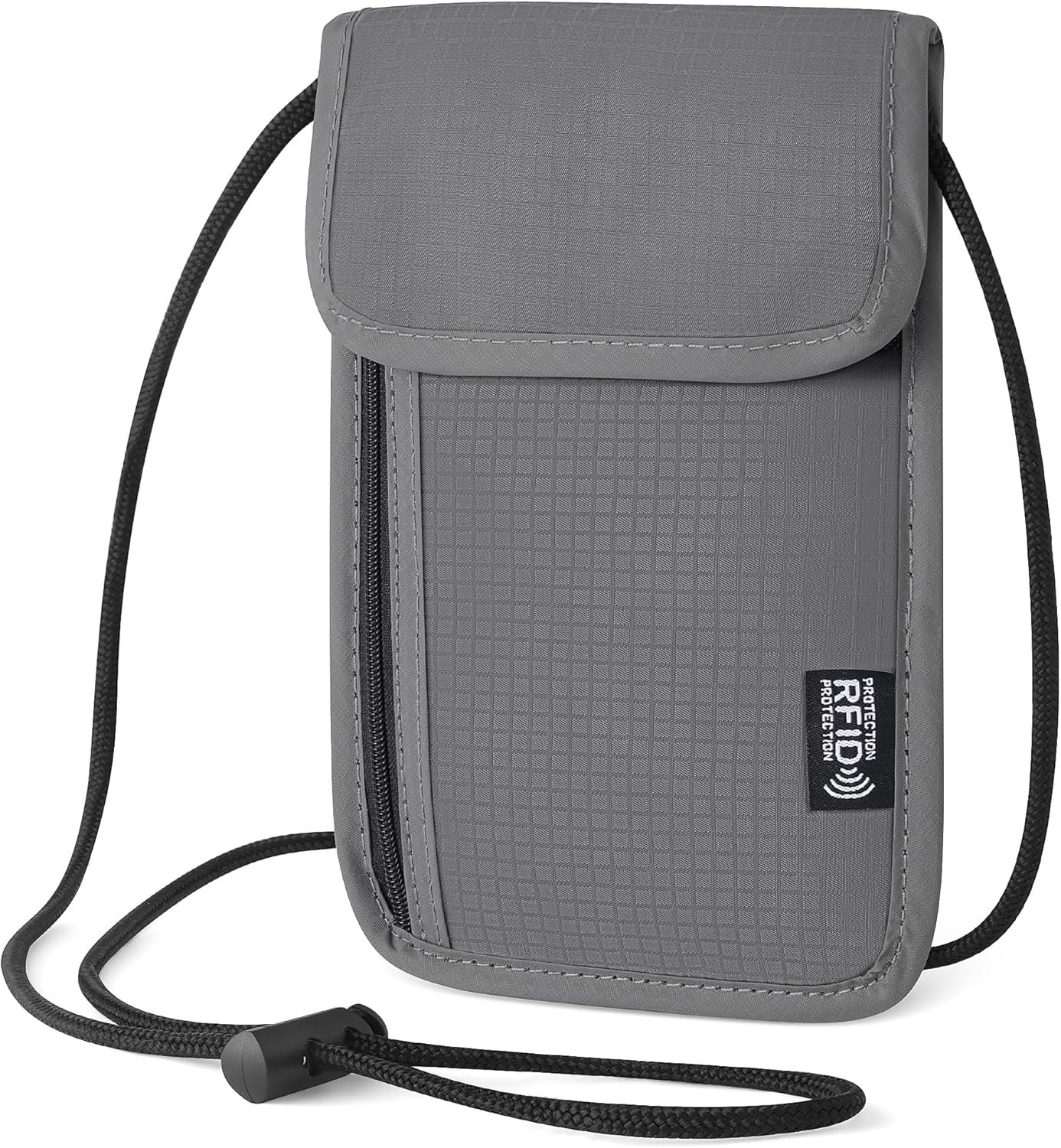 5.5″ L x 7.9″ W Travel Neck Wallet, RFID Blocking Passport Holder, Security Lightweight Passport Travel Wallet, Neck Pouch Gifts for Women Men(Grey)